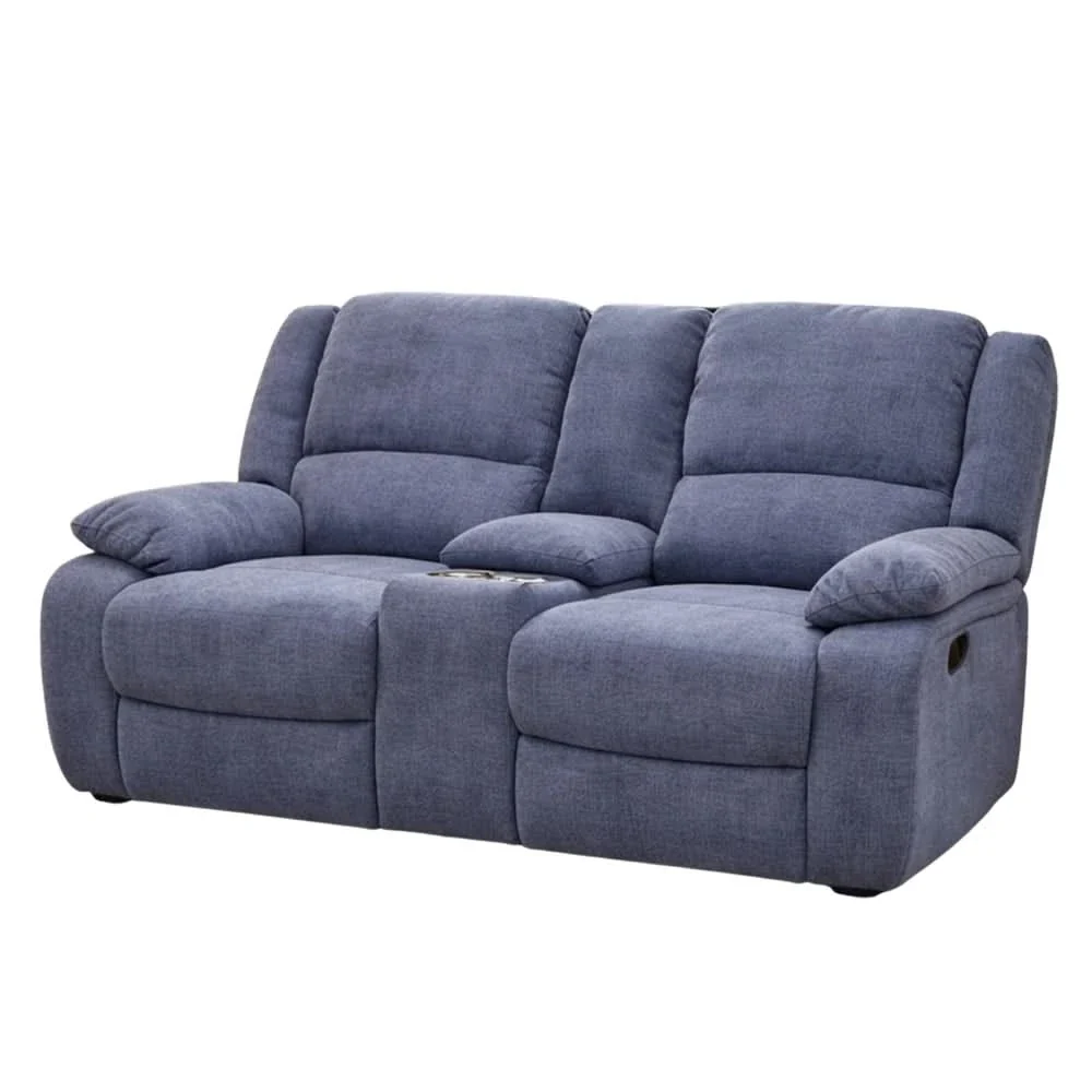 Spencer Cadel Blue Reclining Sofa and Loveseat Set with Cupholders - Image 7