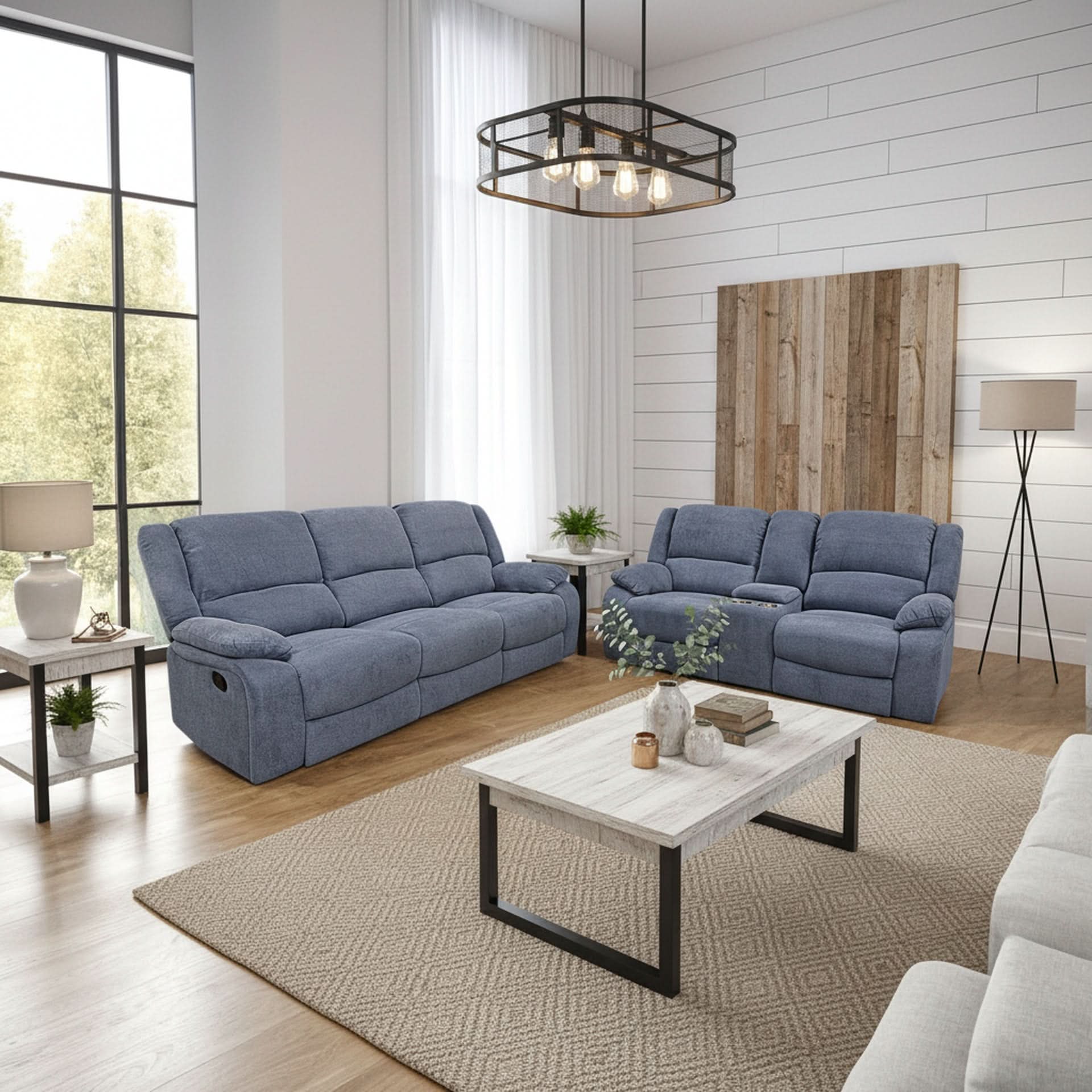 Spencer Cadel Blue Reclining Sofa with Pillow Top Arms - Image 4