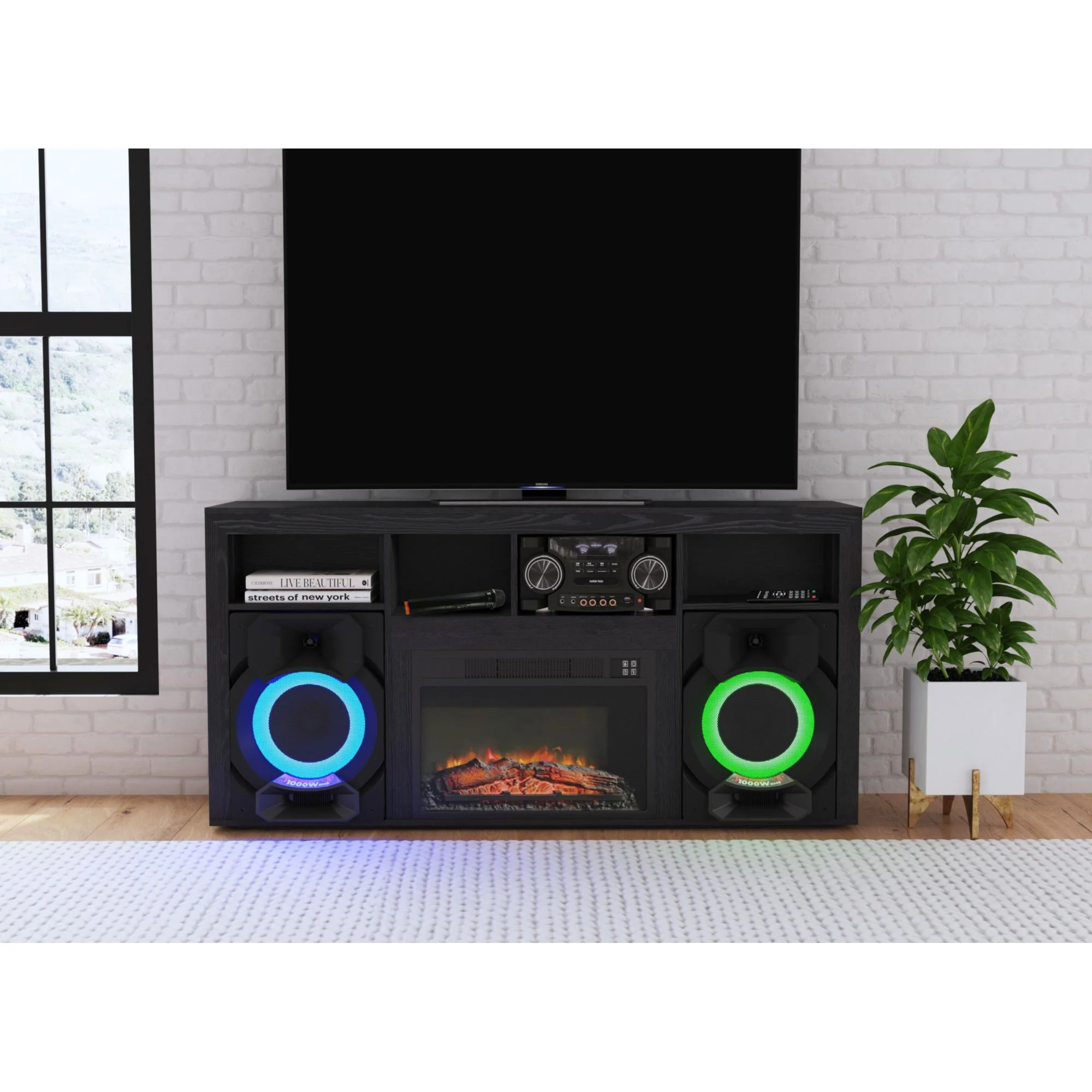 St. Cloud - Fireplace With Sound System - Black - Image 4