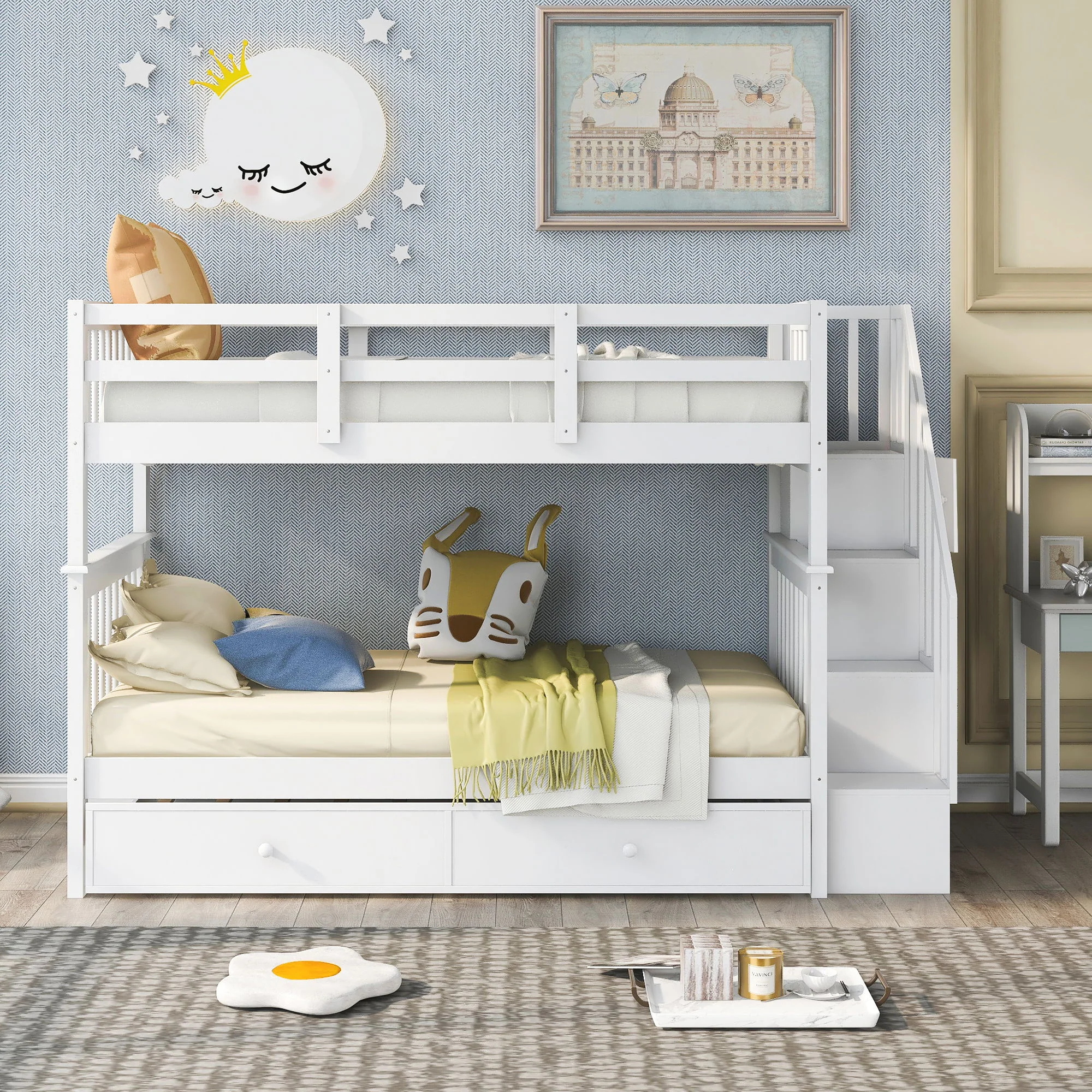 Stairway Bunk Bed With Storage And Guard Rail For Bedroom - Image 13