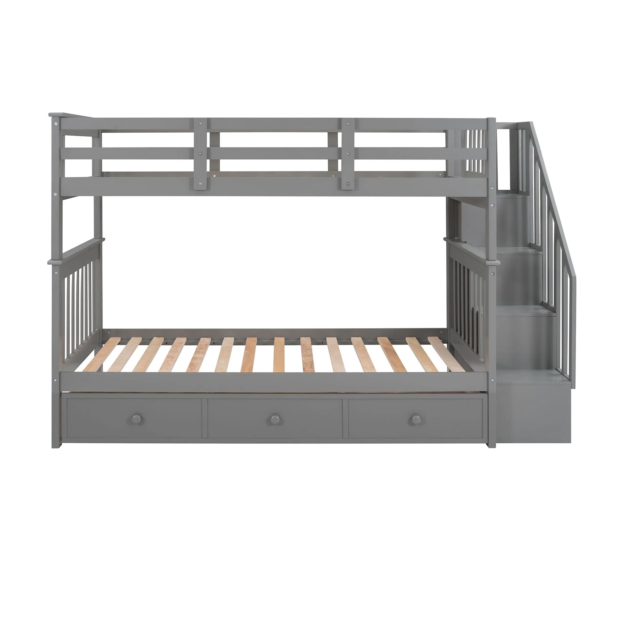 Stairway Bunk Bed With Storage And Guard Rail For Bedroom - Image 15