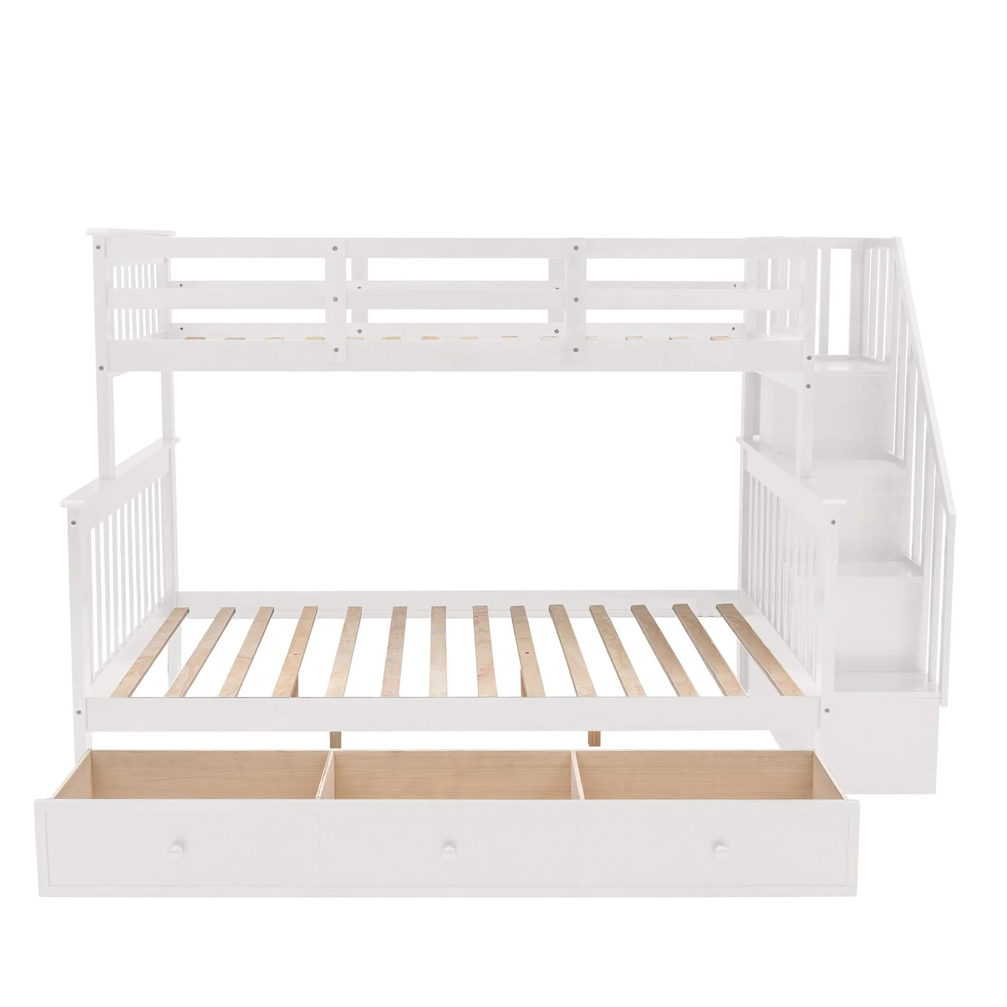 Stairway Bunk Bed With Storage And Guard Rail For Bedroom - Image 19
