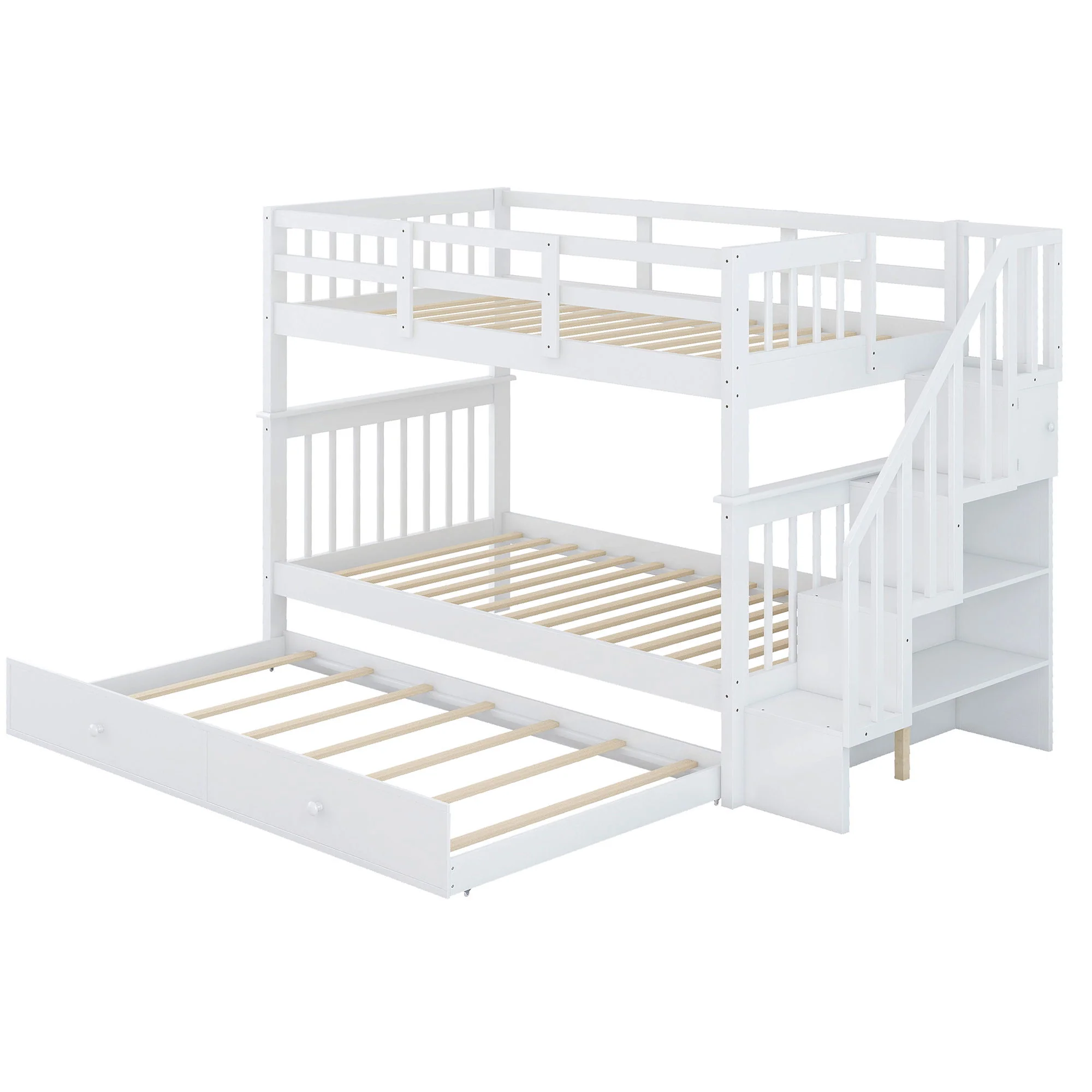 Stairway Bunk Bed With Storage And Guard Rail For Bedroom - Image 2