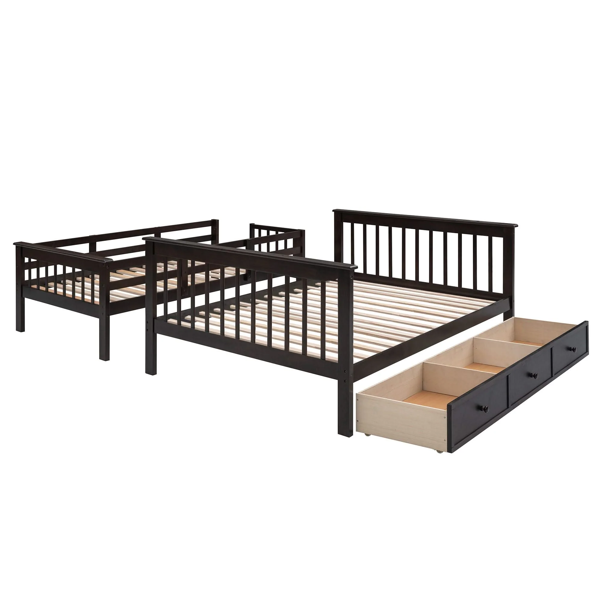 Stairway Bunk Bed With Storage And Guard Rail For Bedroom - Image 31