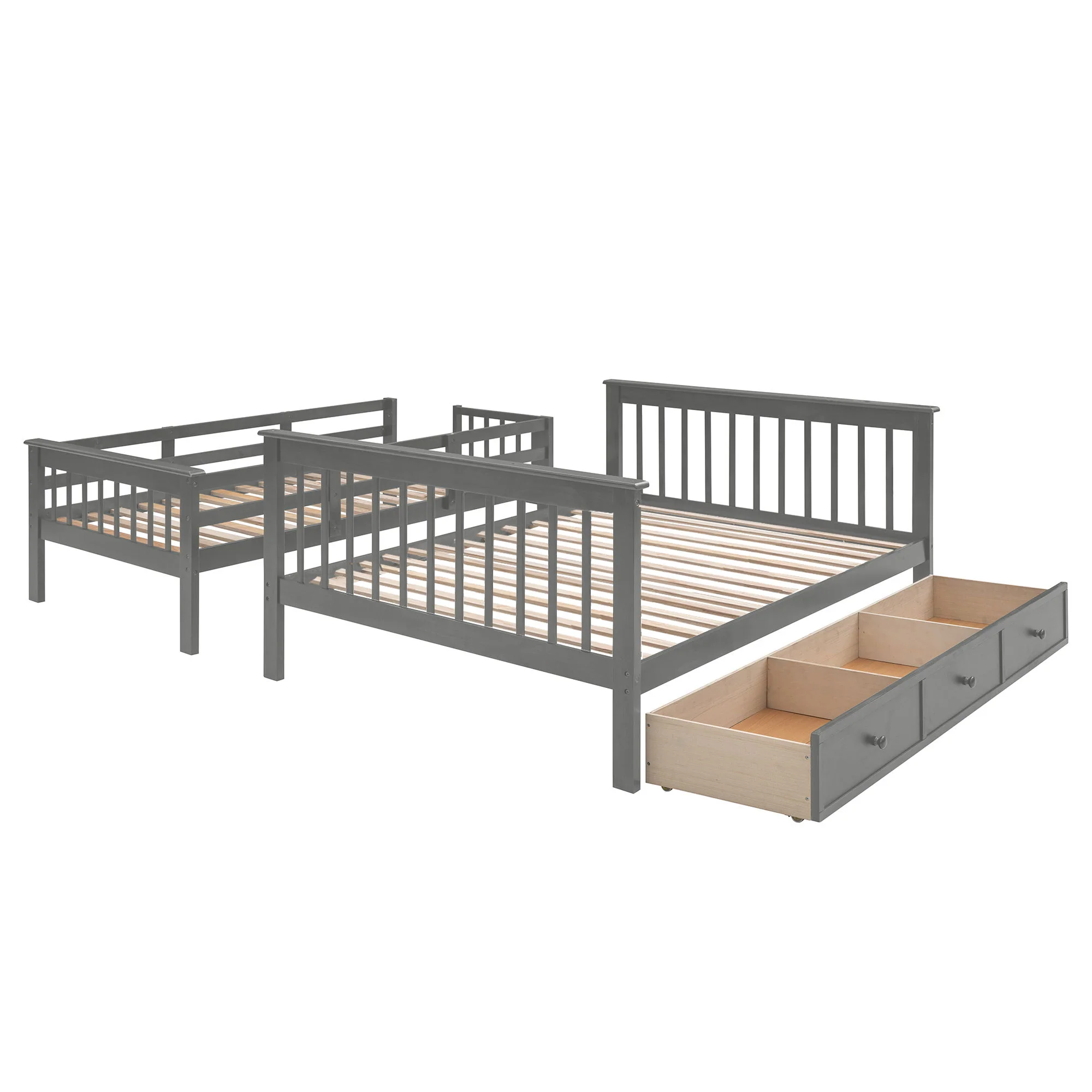 Stairway Bunk Bed With Storage And Guard Rail For Bedroom - Image 36