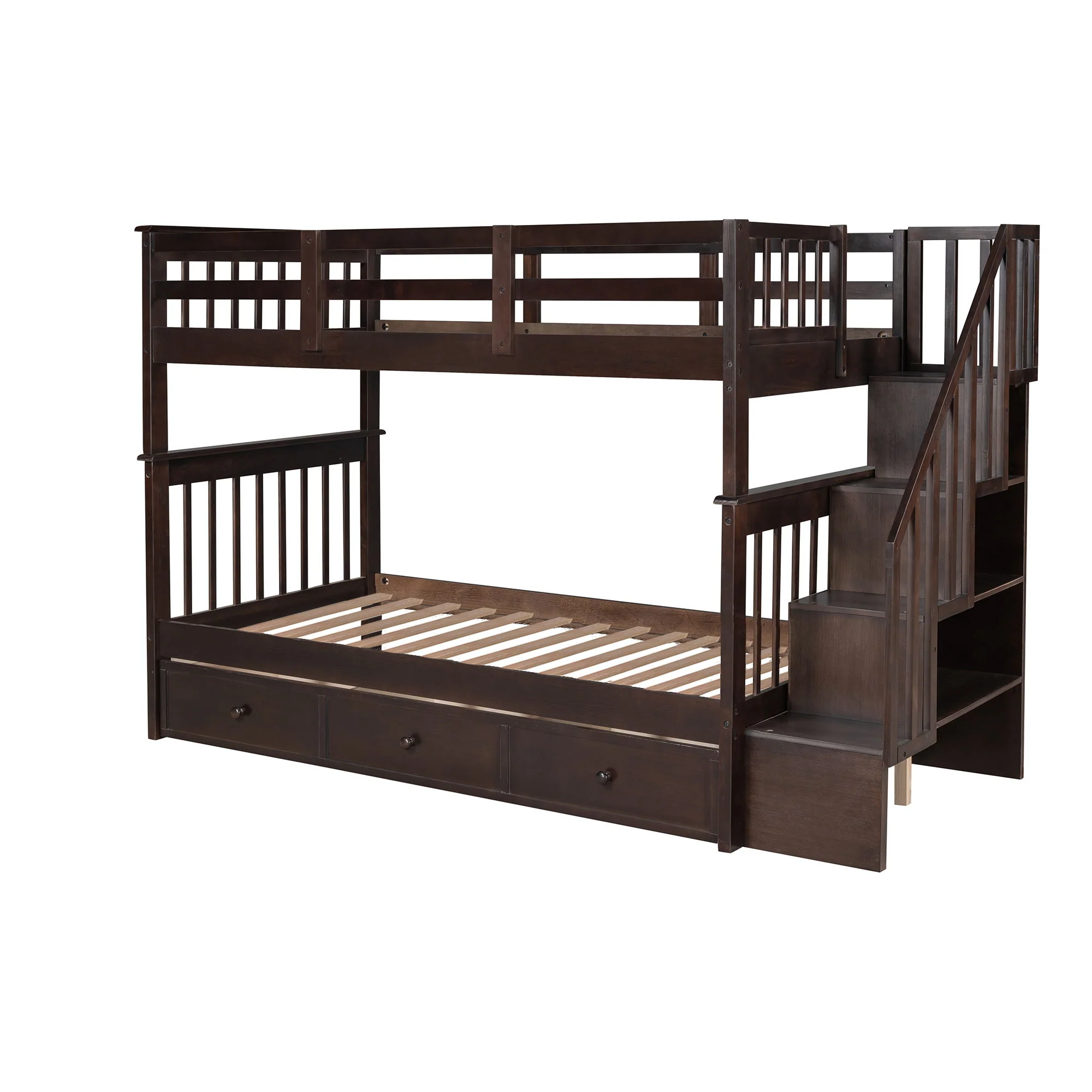 Stairway Bunk Bed With Storage And Guard Rail For Bedroom - Image 7