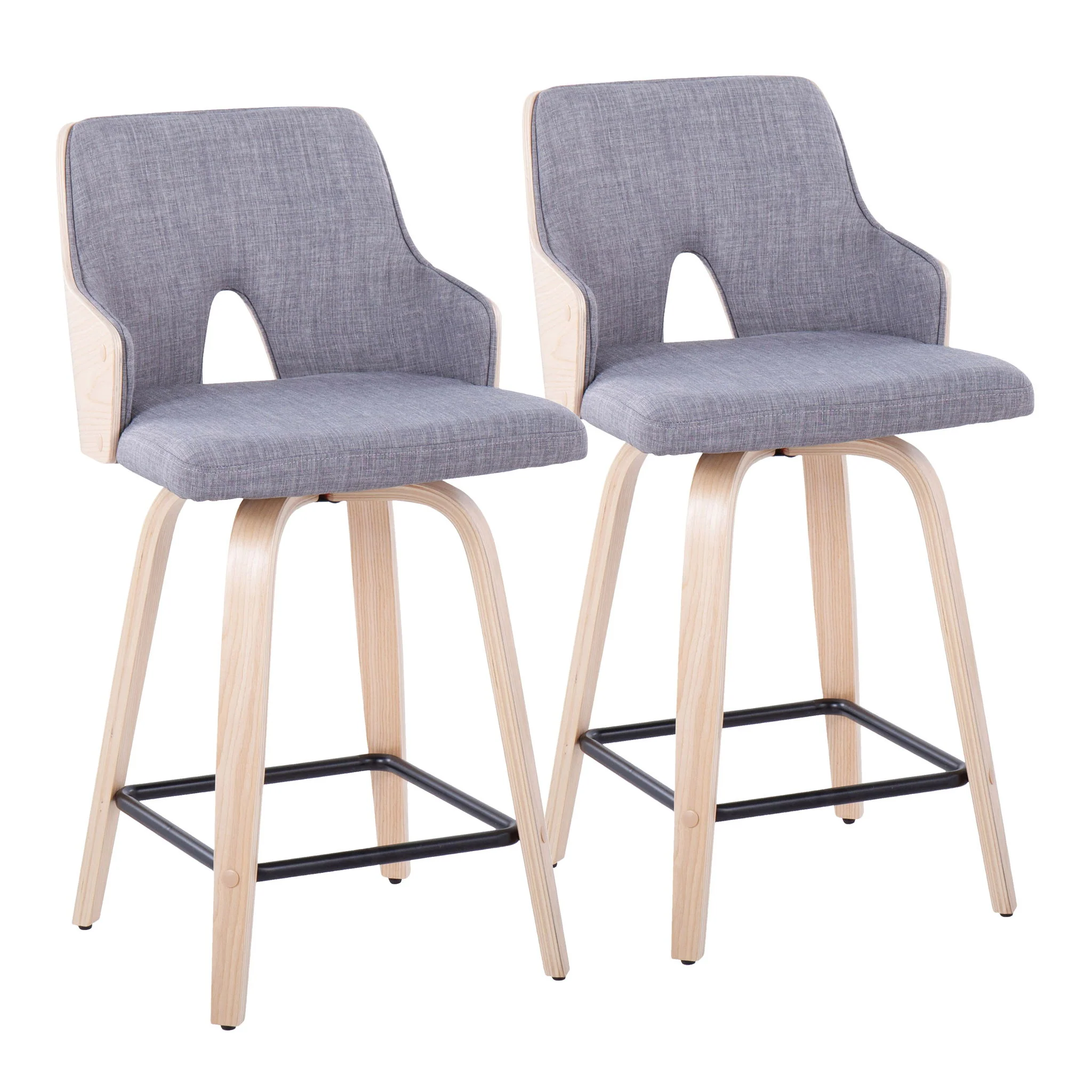 Stella - Contemporary Fixed Height Counter Stool With Swivel Square Footrest (Set of 2) - Image 2