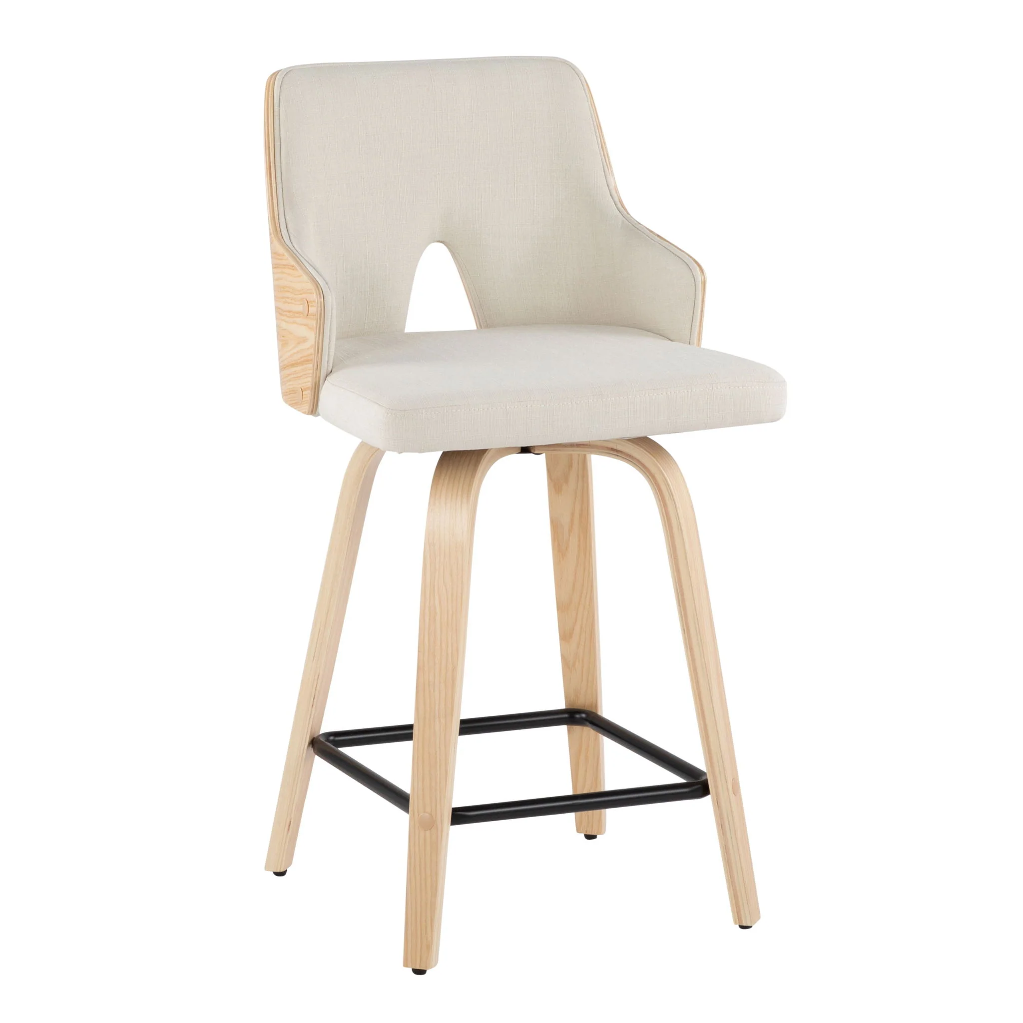 Stella - Contemporary Fixed Height Counter Stool With Swivel Square Footrest (Set of 2) - Image 3