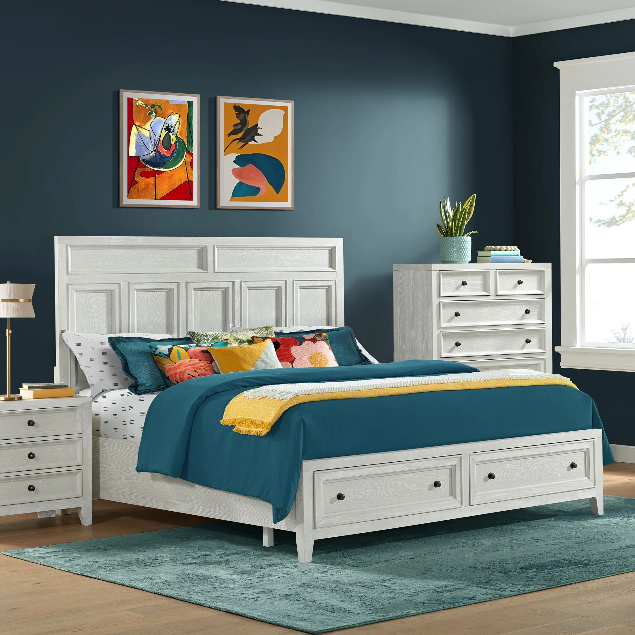 Storage Bed With Panel Headboard And Spacious Footboard Drawers - Image 5