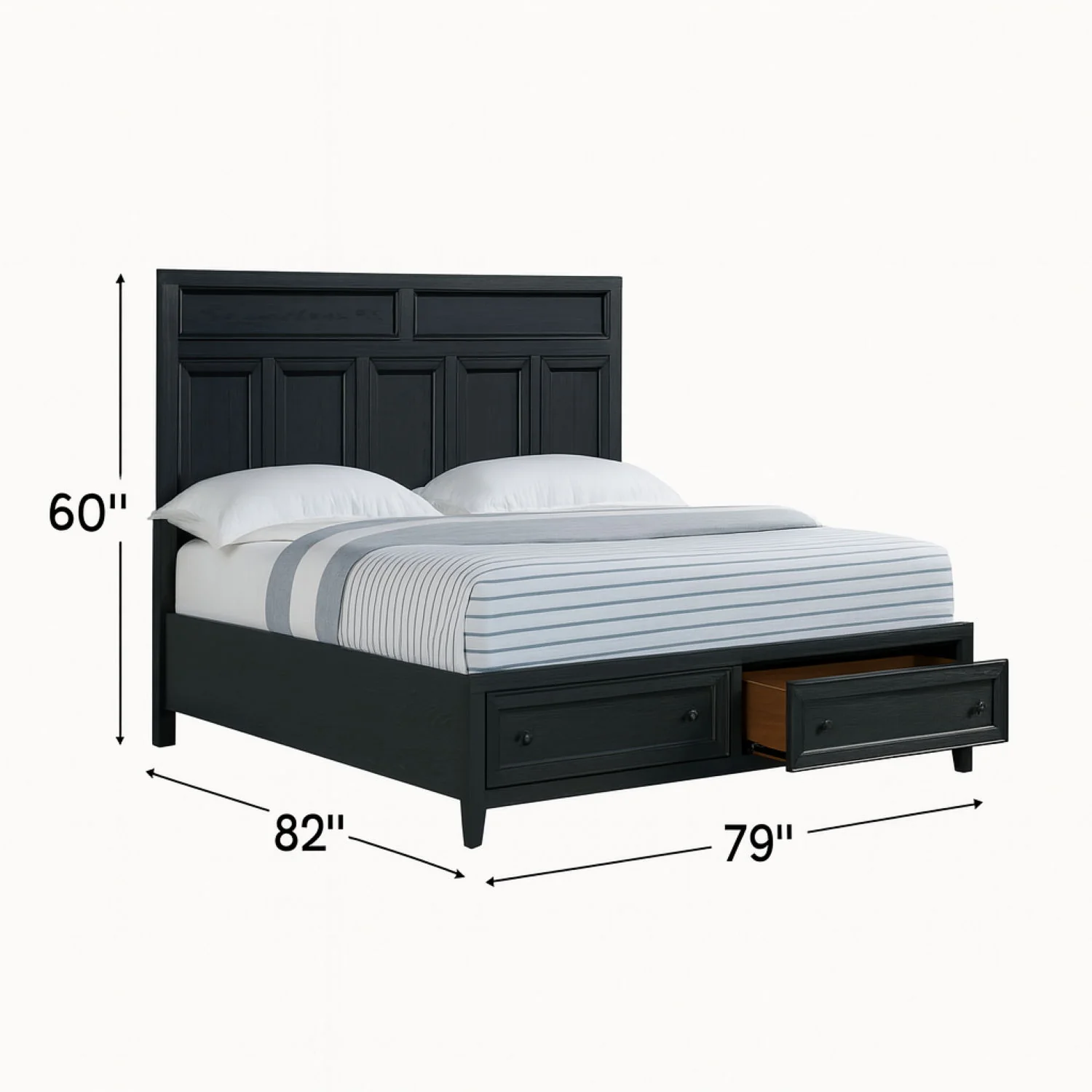 Storage Bed With Panel Headboard And Spacious Footboard Drawers - Image 6