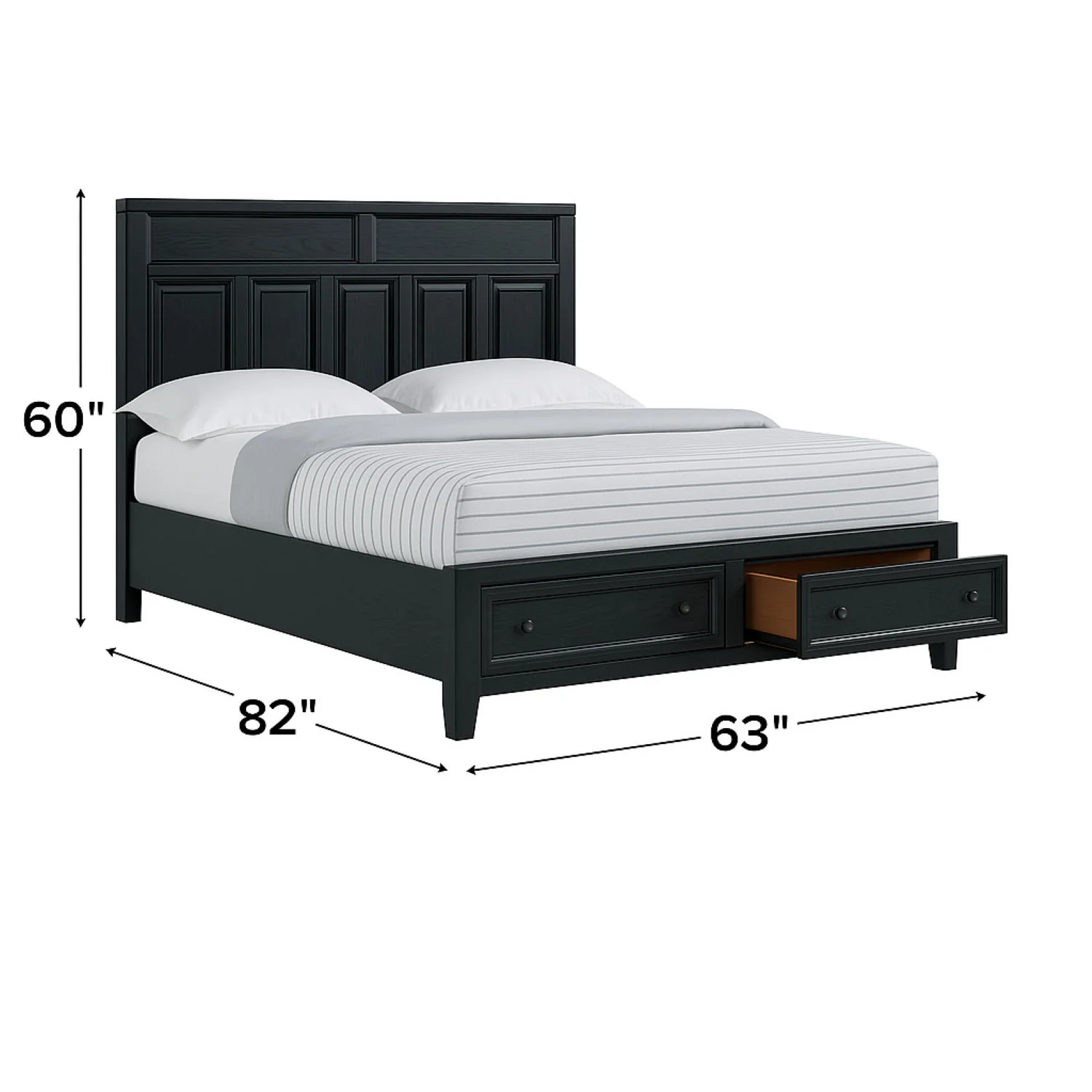 Storage Bed With Panel Headboard And Spacious Footboard Drawers - Image 9