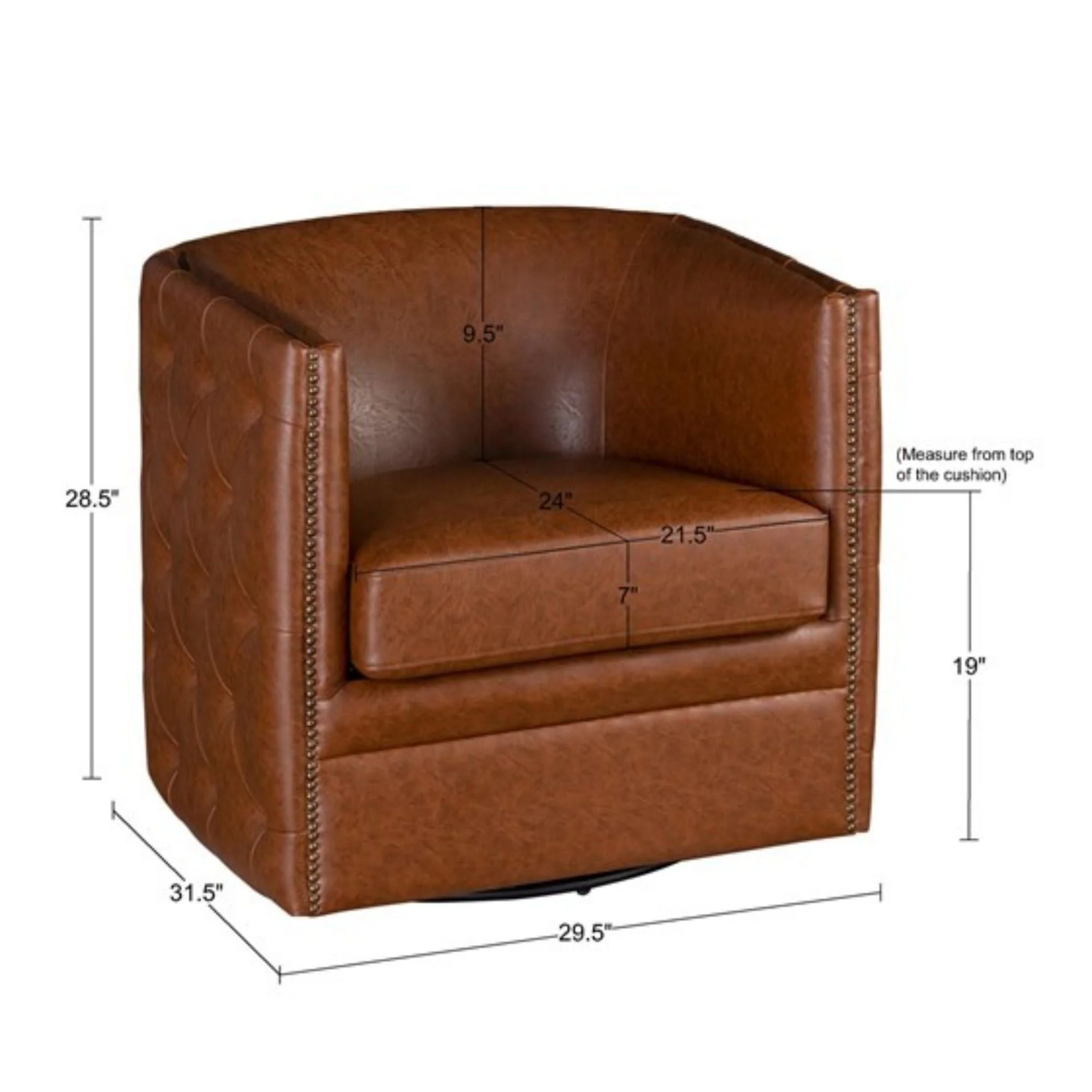 Swivel Chair With Tufted Barrel Design And Nailhead Accents - Image 2