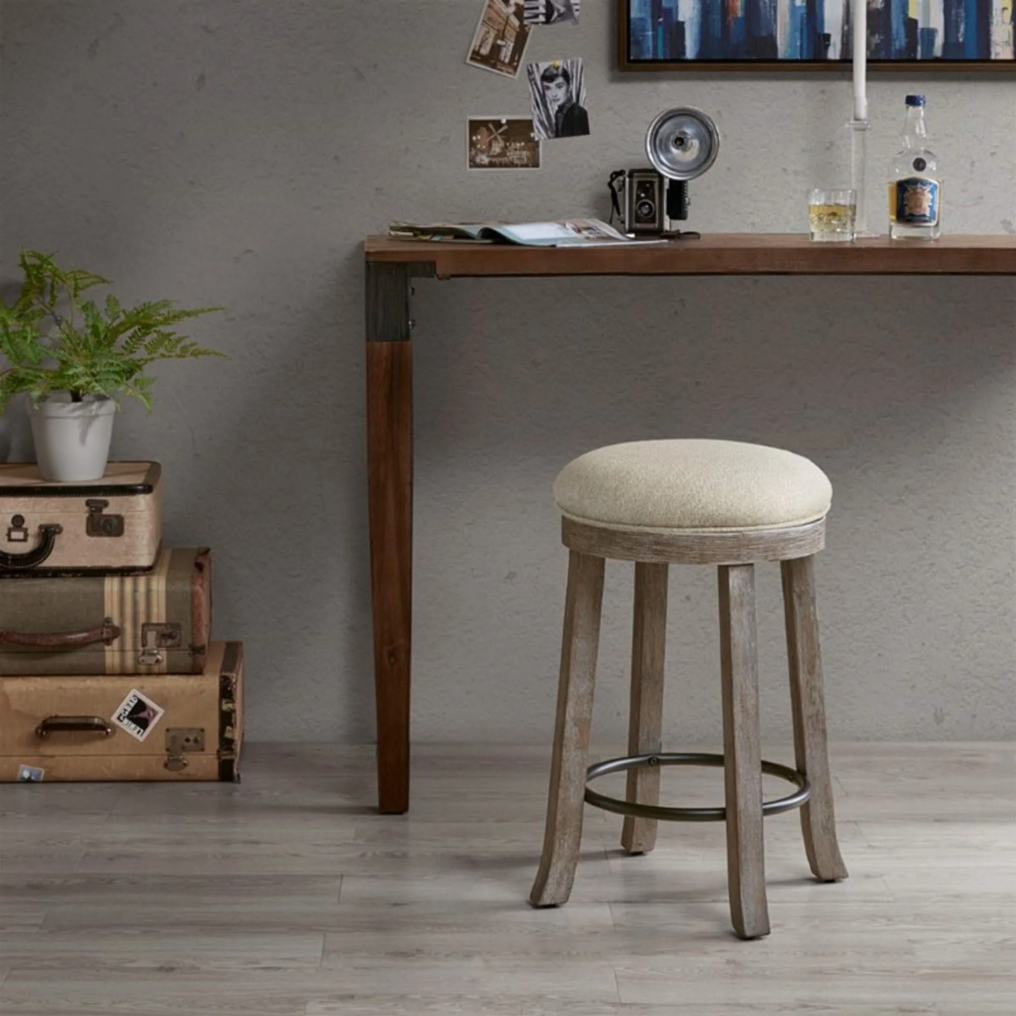 Swivel Counter Stool - Cream / Reclaimed Gray - Image 3