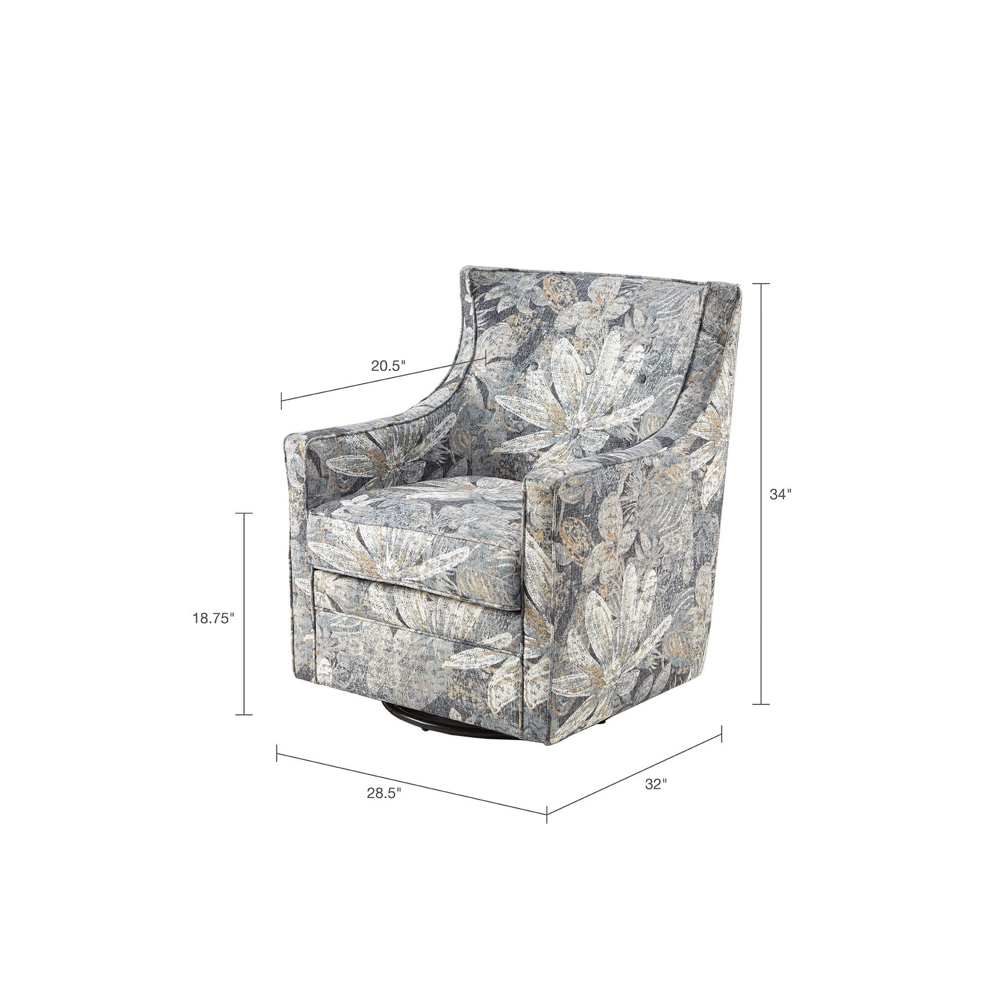 Swivel Glider Chair With Upholstery And Metal Base - Multicolor - Image 3