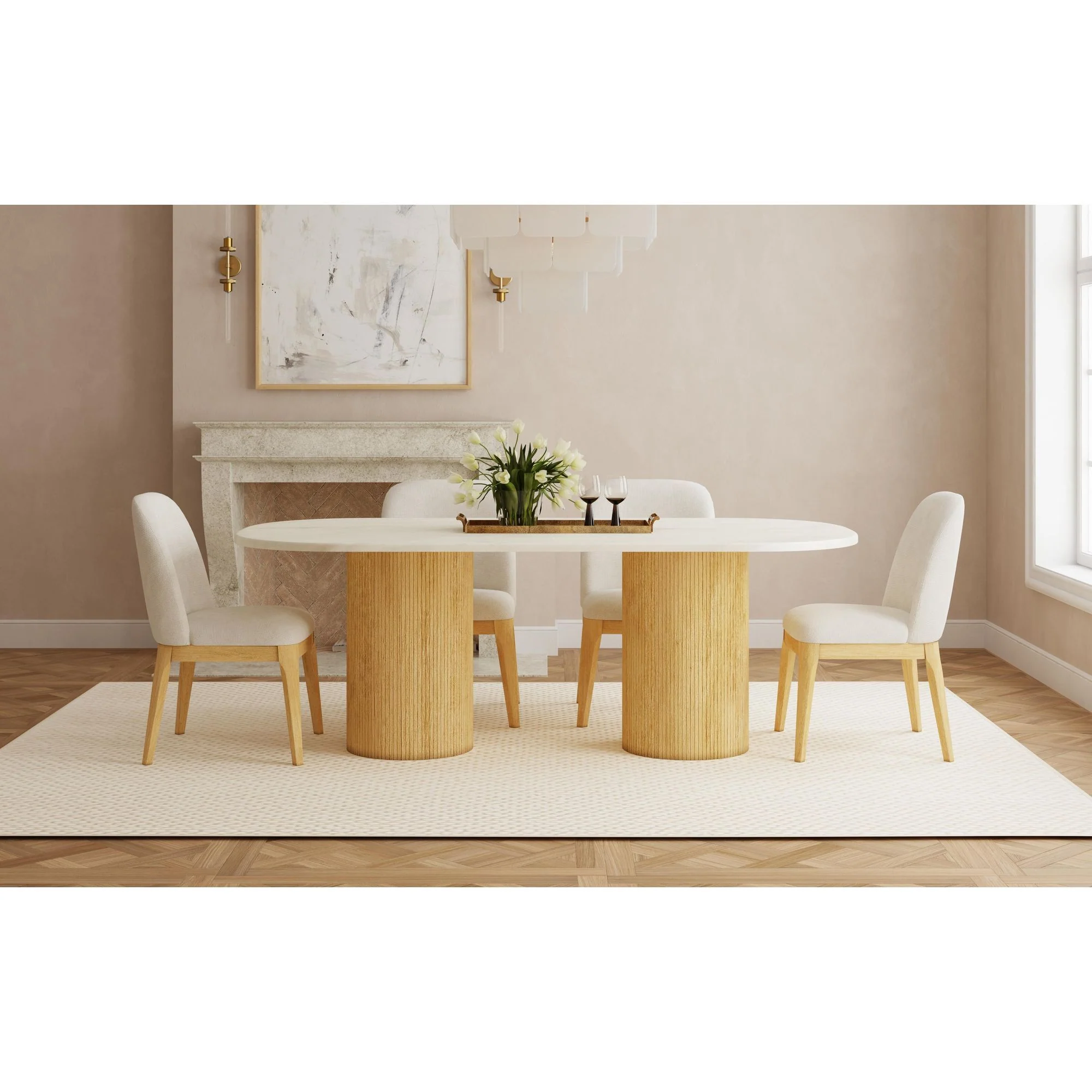 Sylvie - Oval Dining Table With Faux Marble Top - Image 12