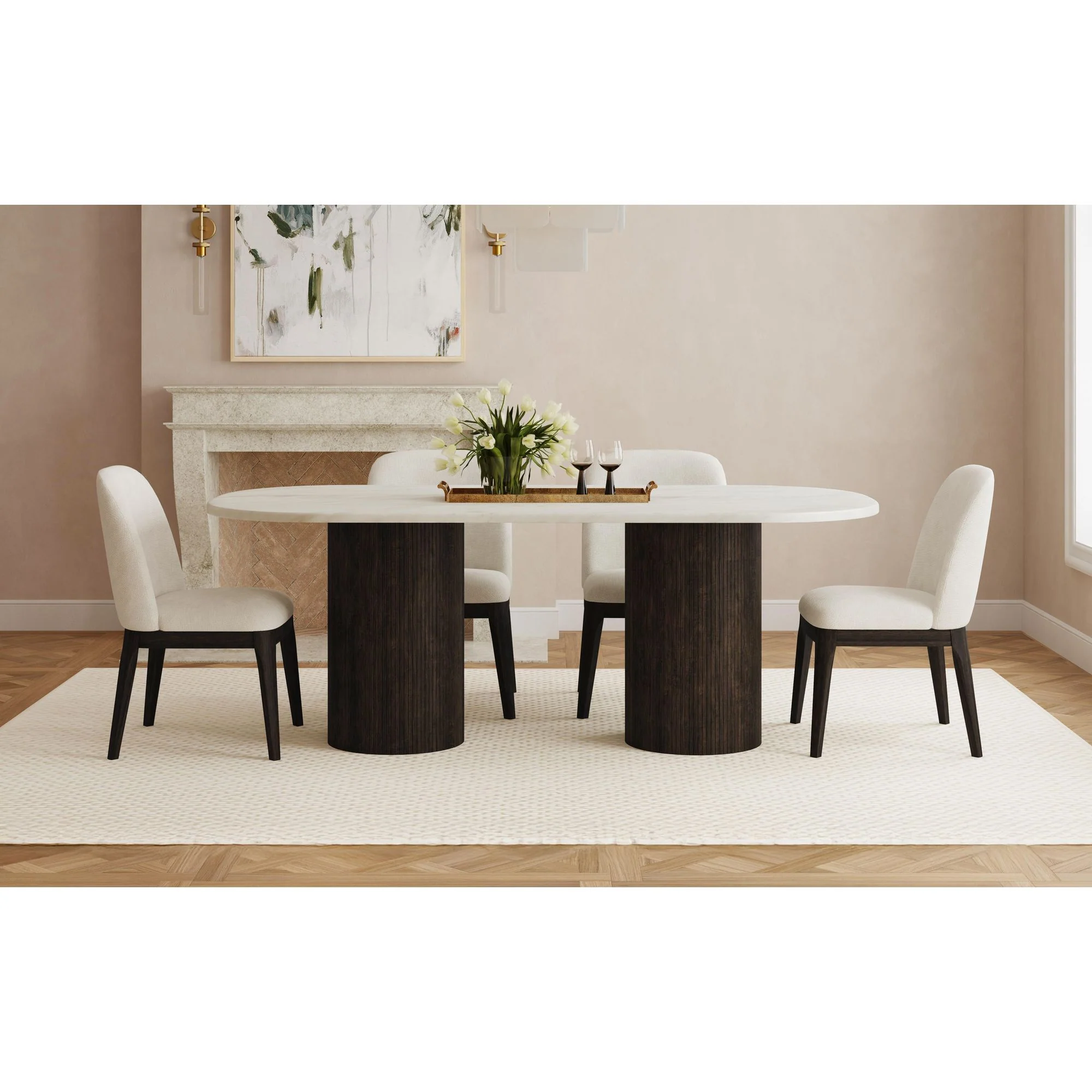 Sylvie - Oval Dining Table With Faux Marble Top - Image 4