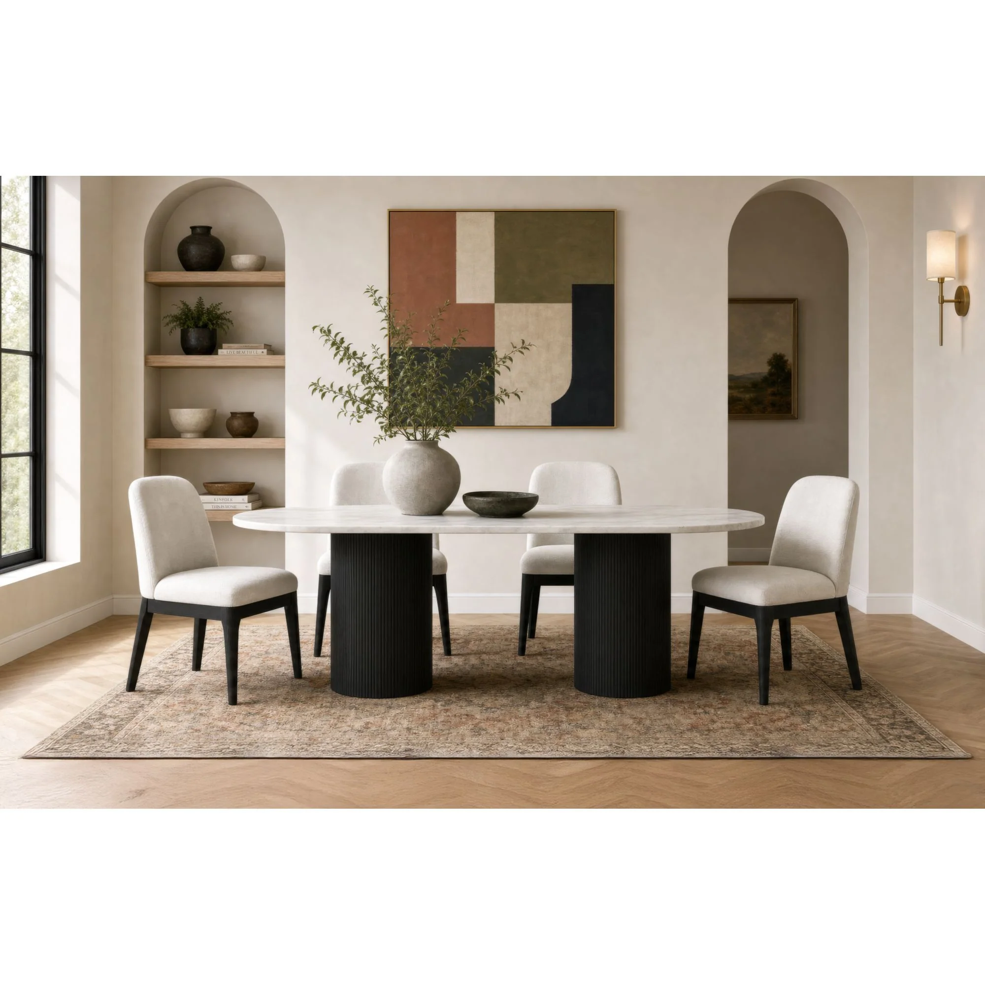 Sylvie - Oval Dining Table With Faux Marble Top - Image 7