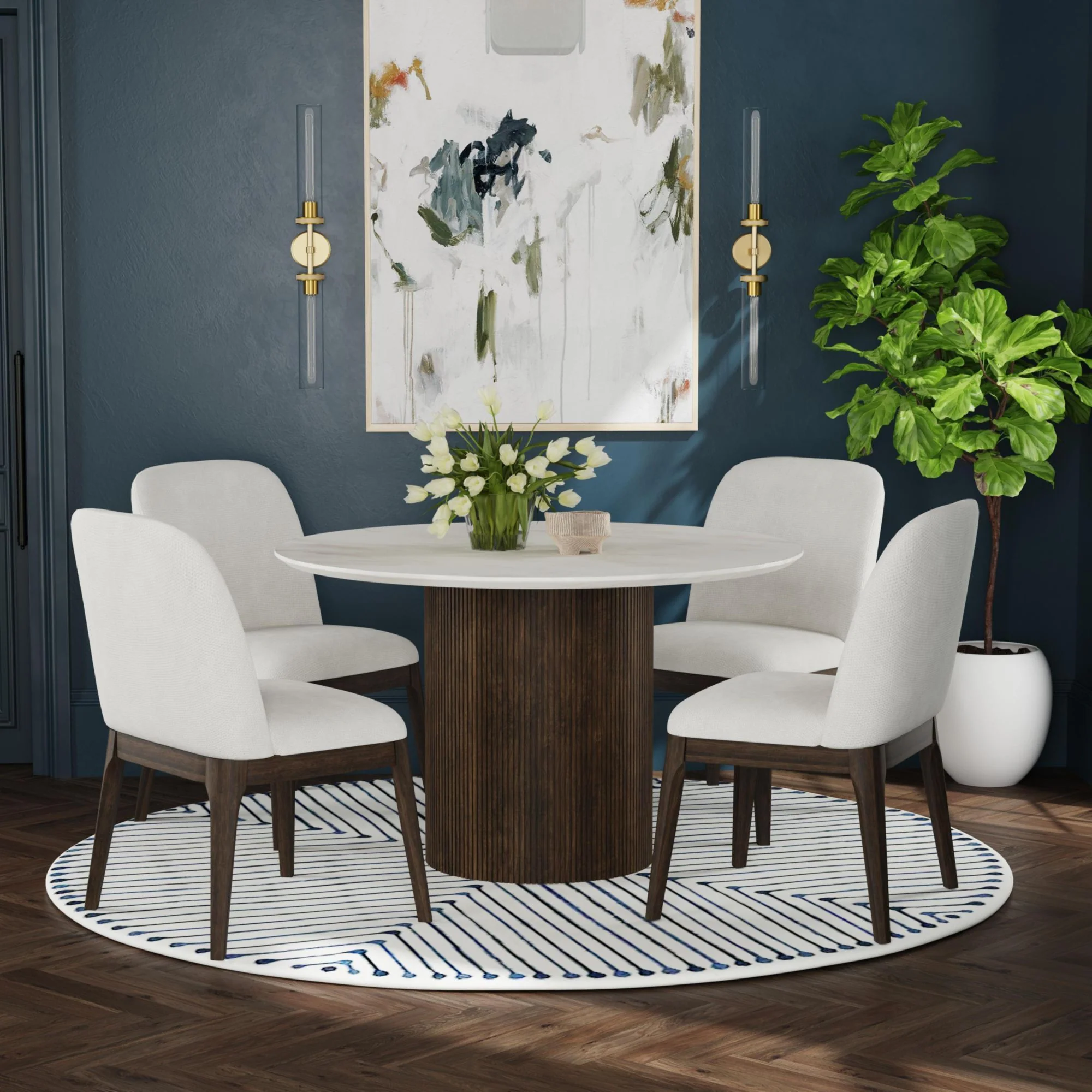 Sylvie - Round Dining Table With Faux Marble Top - Image 12