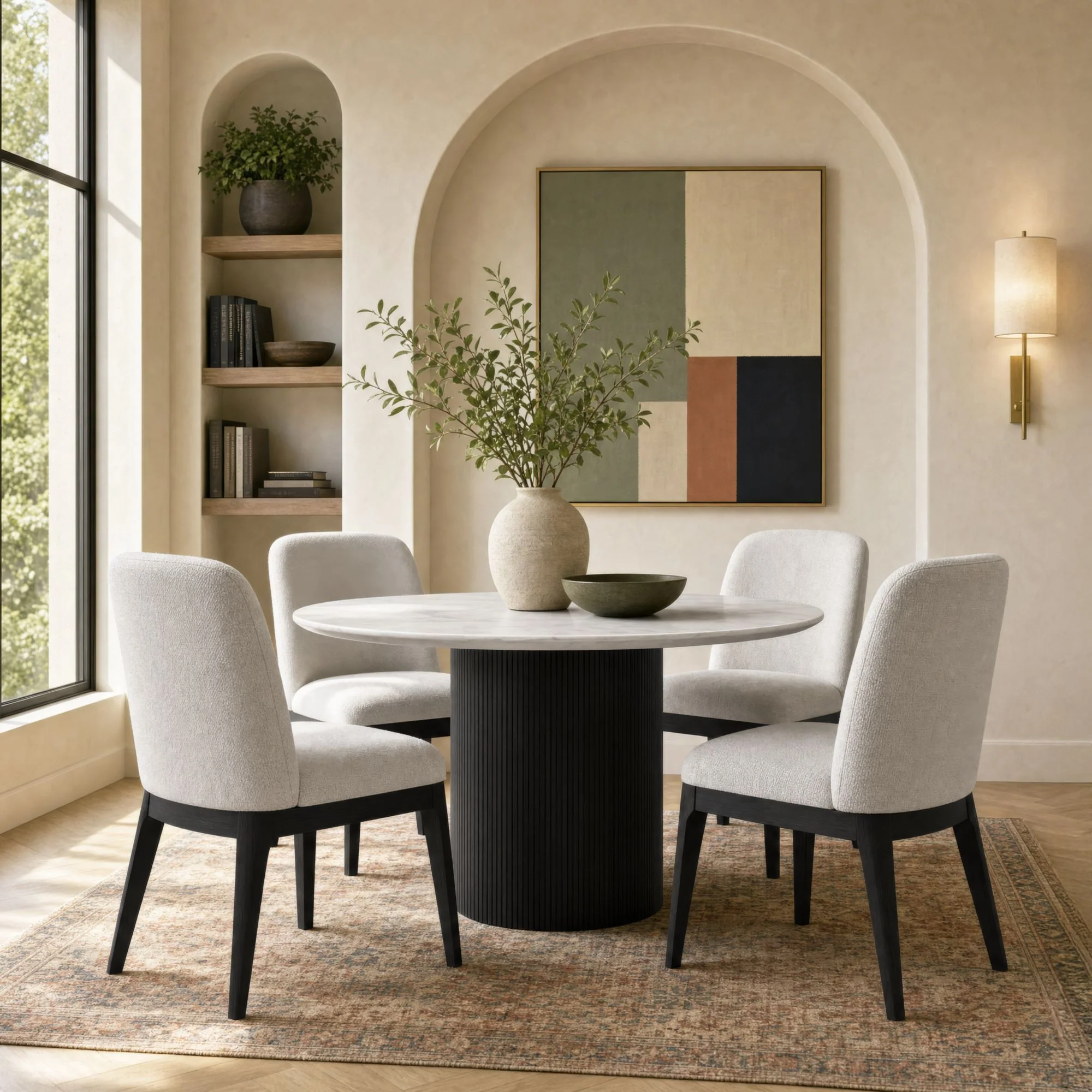 Sylvie - Round Dining Table With Faux Marble Top - Image 4