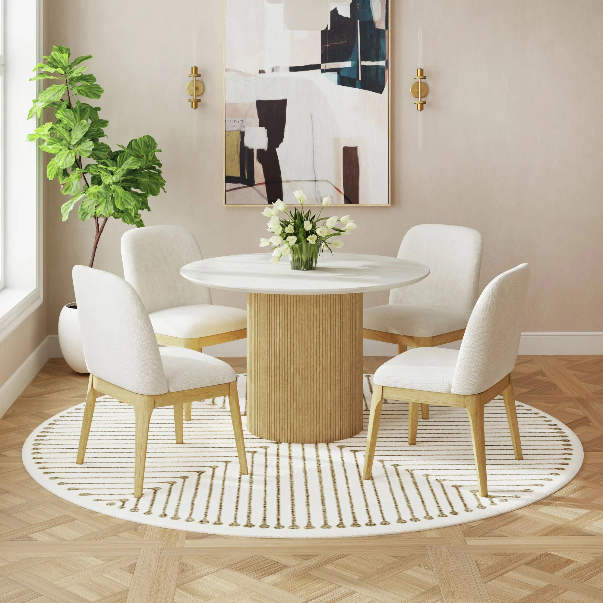 Sylvie - Round Dining Table With Faux Marble Top - Image 7