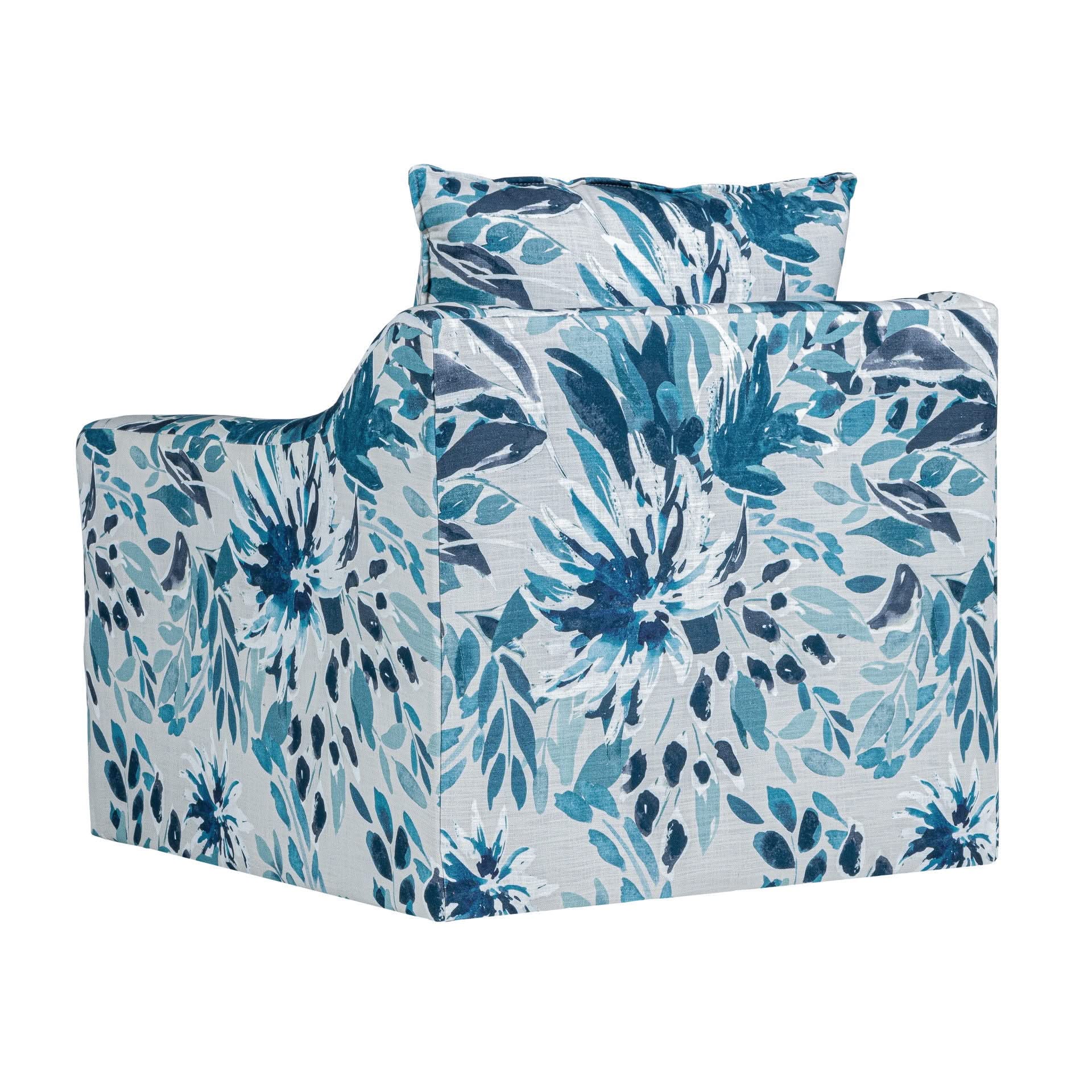 Sylvie - Swivel Chair - Blue / White - Image 2