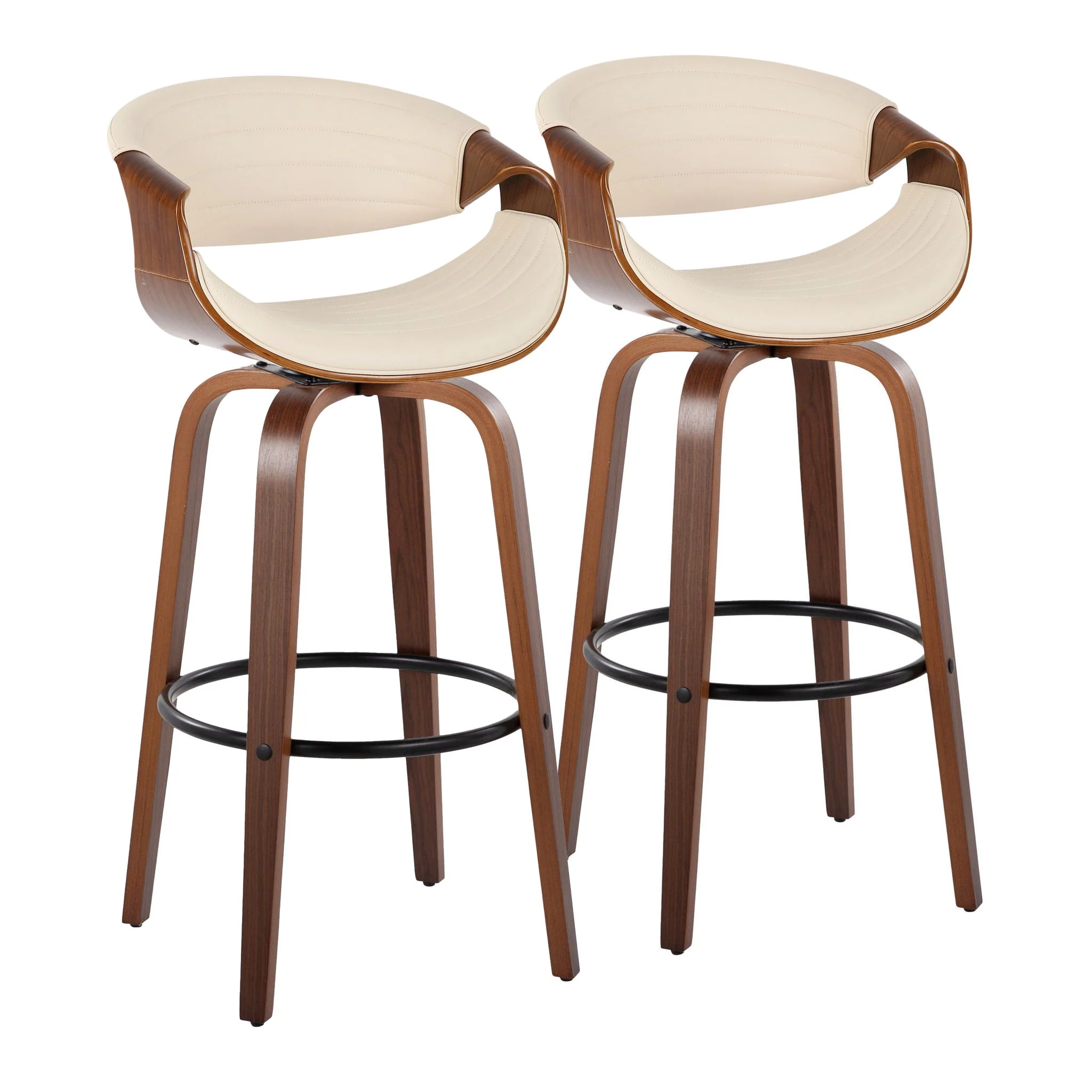 Symphony - Mid Century Modern Fixed Height Barstool With Swivel And Round Footrest (Set of 2) - Image 2