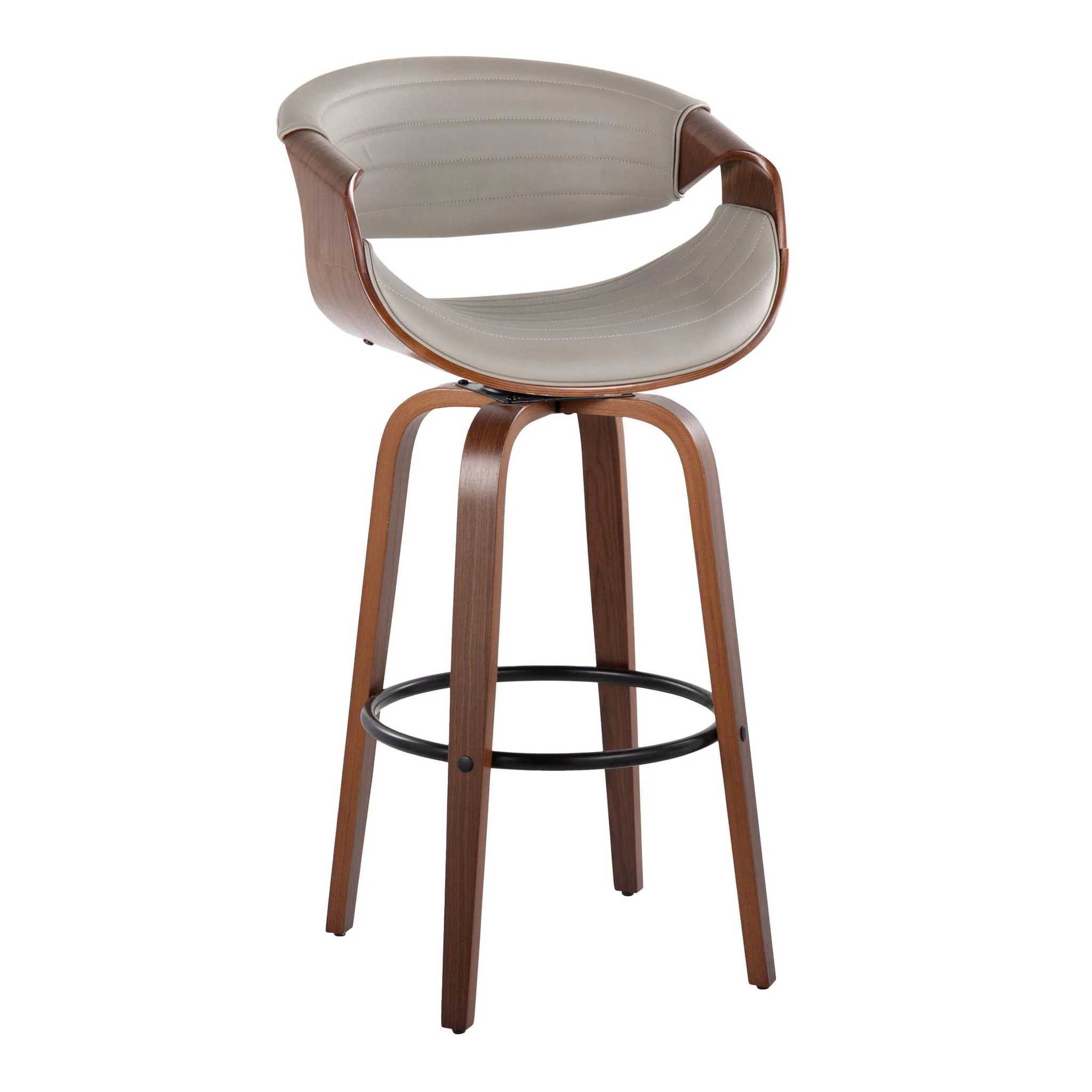 Symphony - Mid Century Modern Fixed Height Barstool With Swivel With Round Footrest (Set of 2) - Image 6