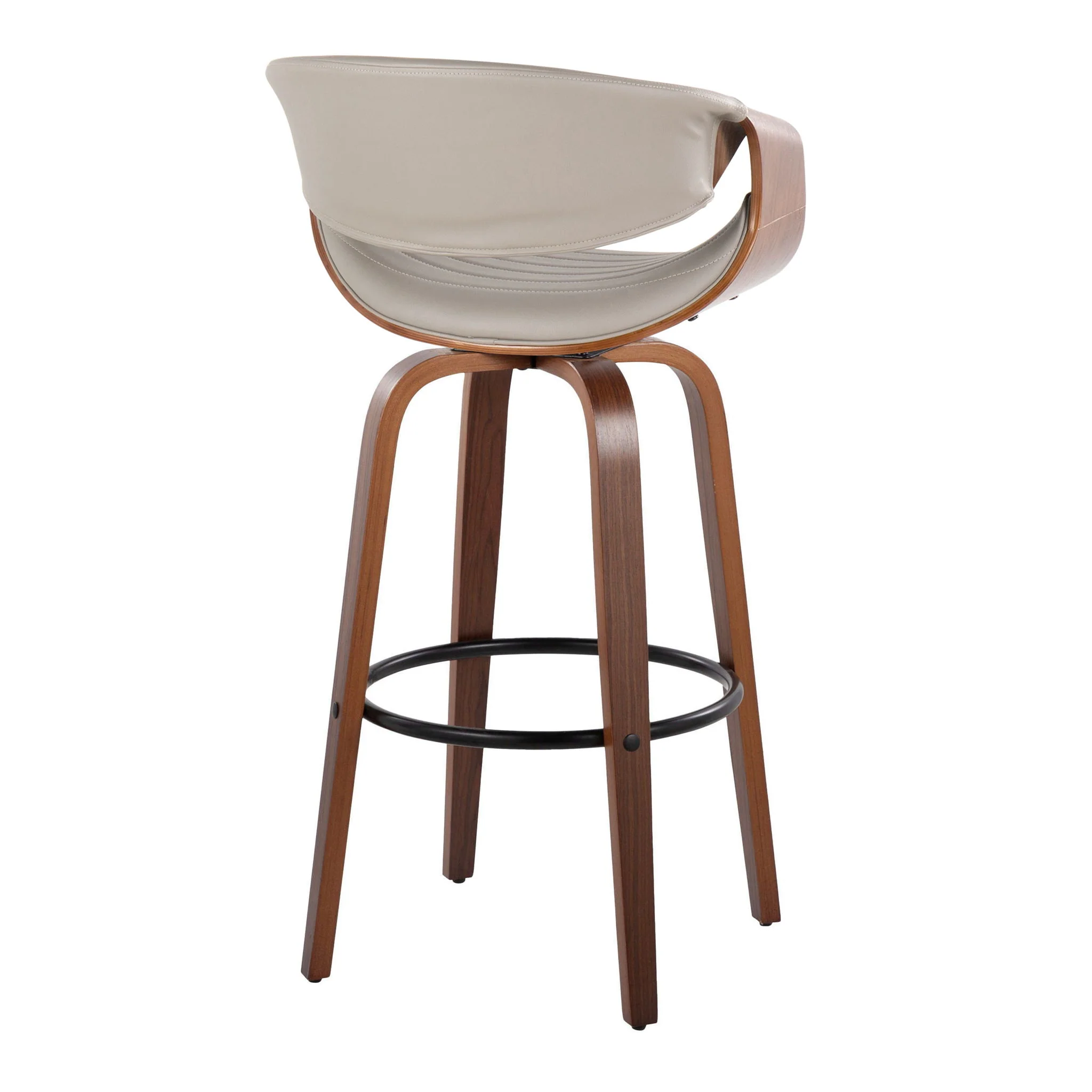 Symphony - Mid Century Modern Fixed Height Barstool With Swivel With Round Footrest (Set of 2) - Image 8