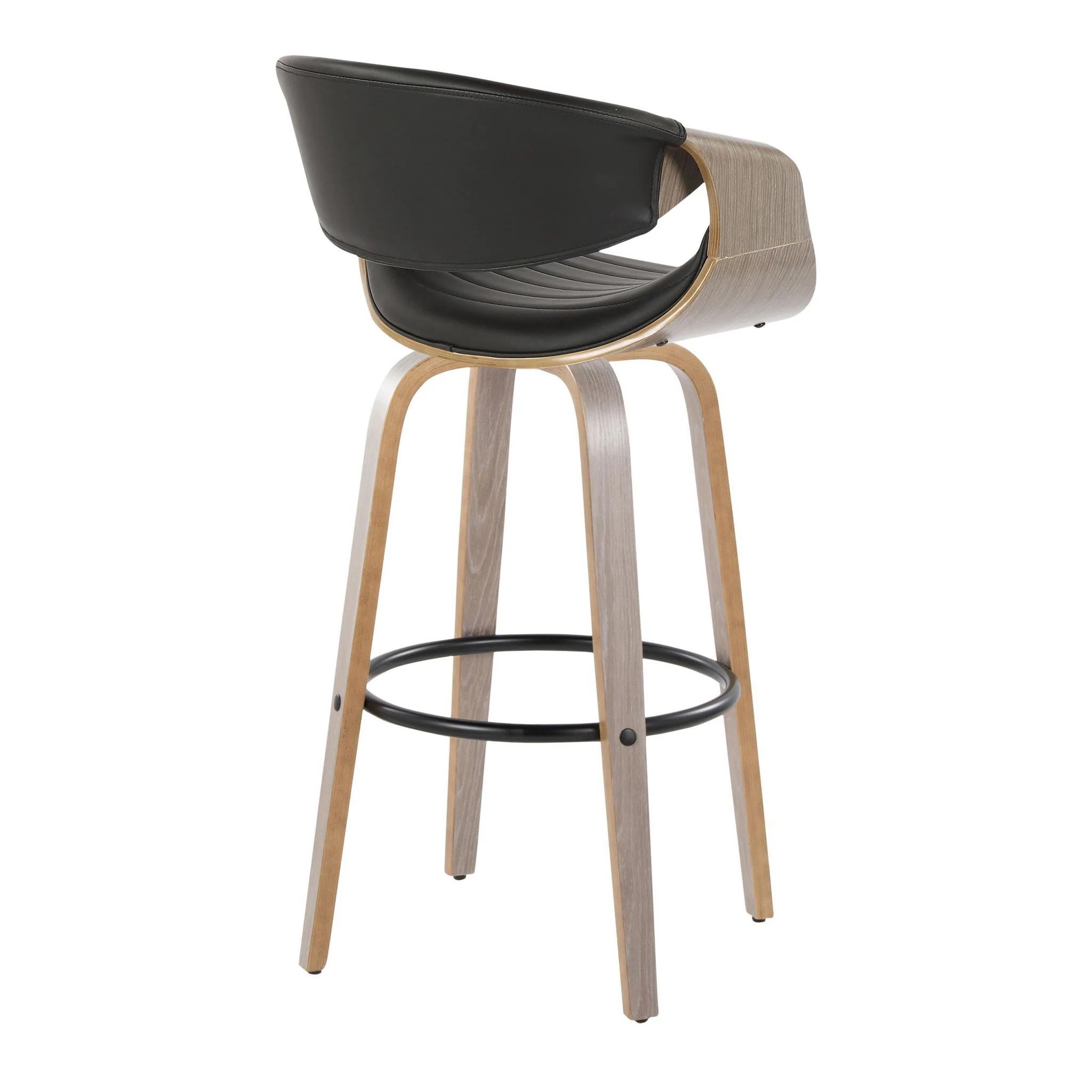 Symphony - Mid-Century Modern Fixed Height Barstool With Swivel With Round Footrest (Set of 2) - Image 2