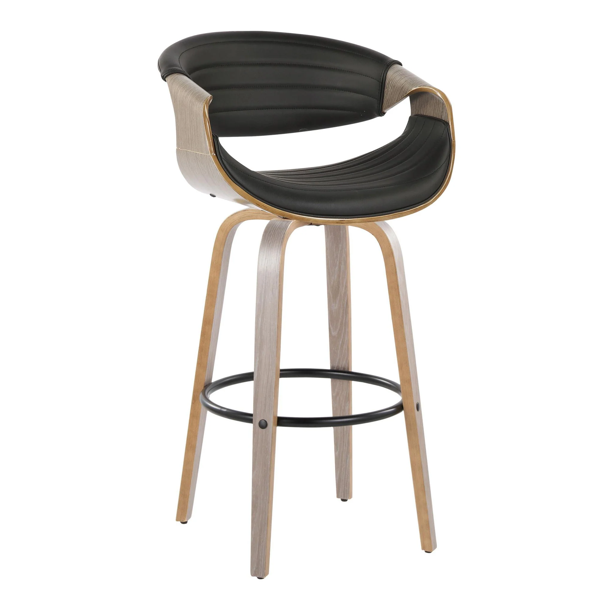 Symphony - Mid-Century Modern Fixed Height Barstool With Swivel With Round Footrest (Set of 2) - Image 3