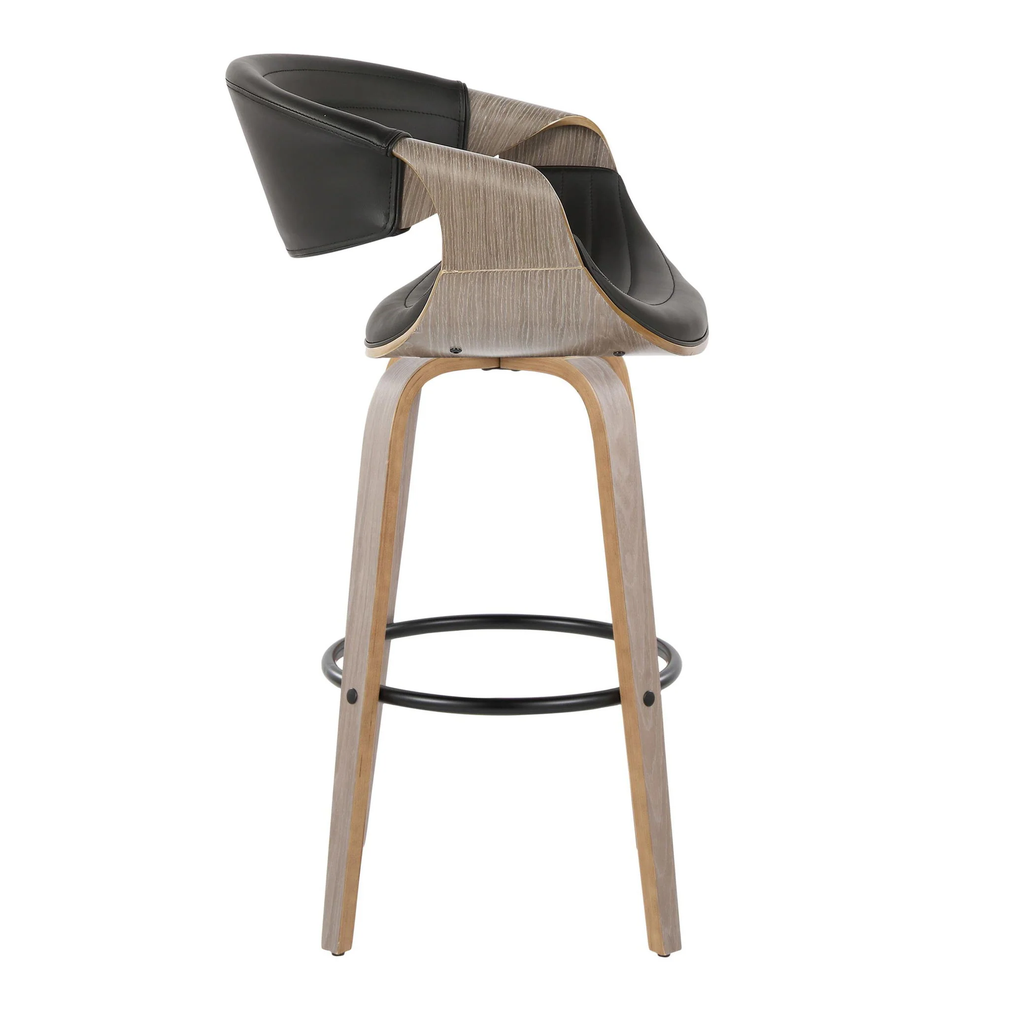 Symphony - Mid-Century Modern Fixed Height Barstool With Swivel With Round Footrest (Set of 2) - Image 4