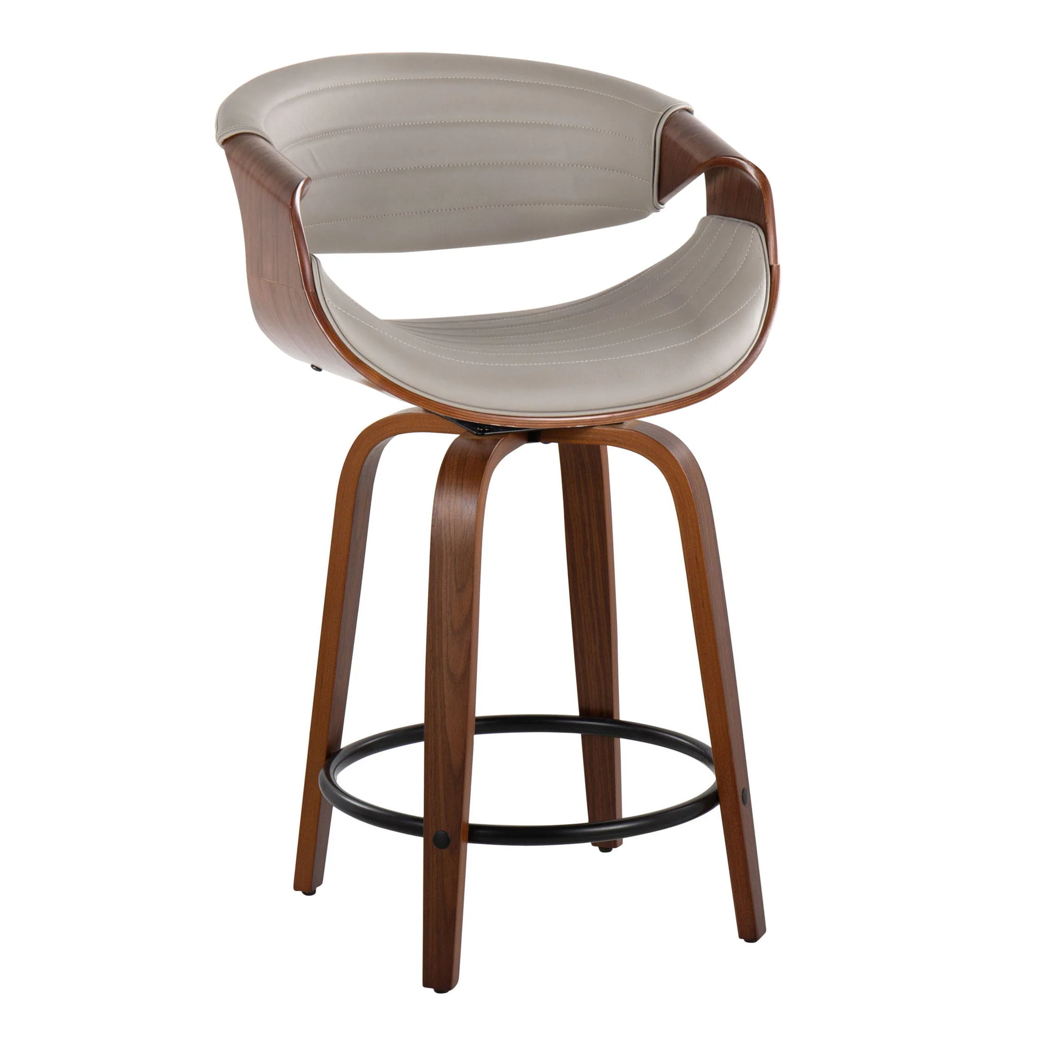 Symphony - Mid Century Modern Fixed Height Counter Stool With Swivel With Round Footrest (Set of 2) - Image 12
