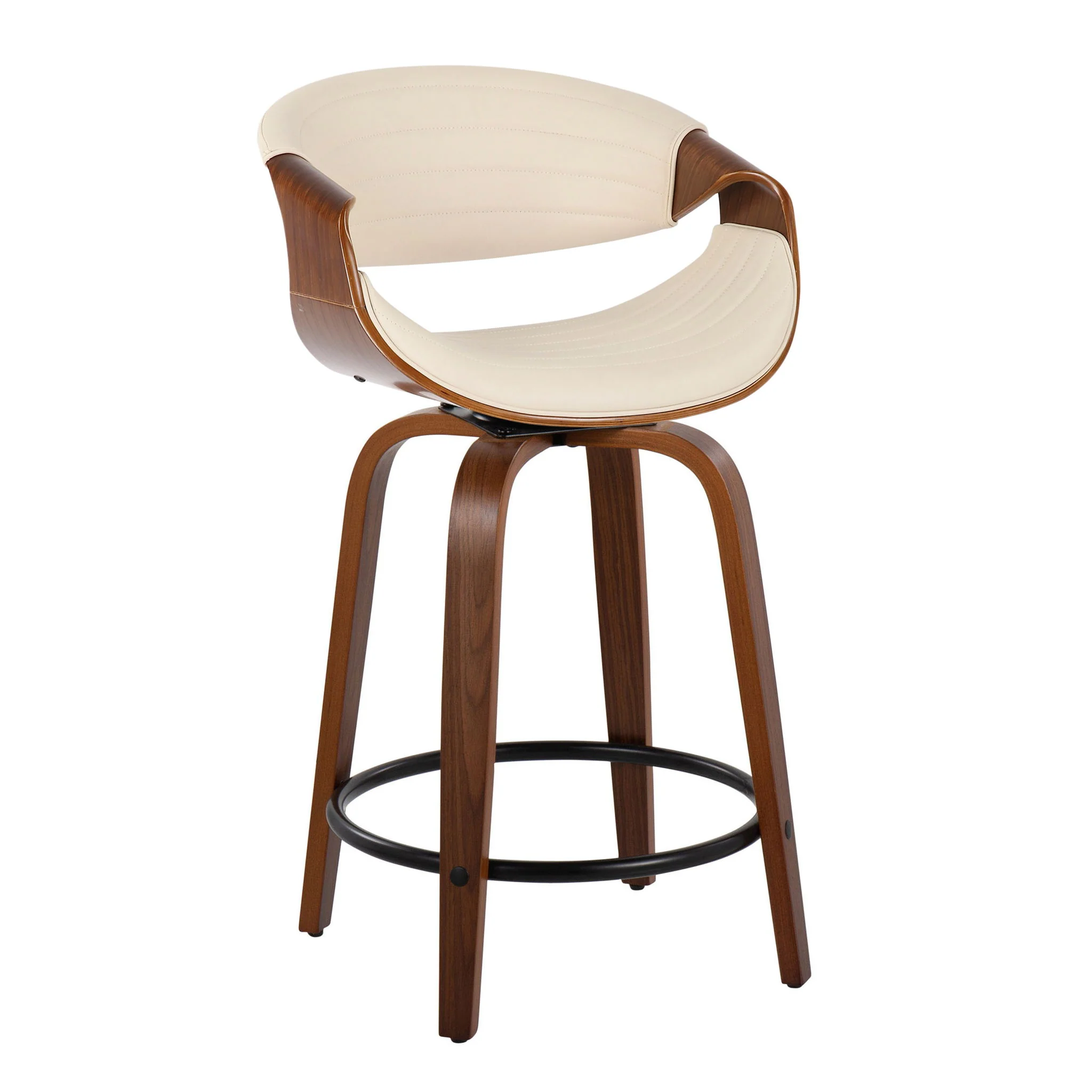 Symphony - Mid Century Modern Fixed Height Counter Stool With Swivel With Round Footrest (Set of 2) - Image 6