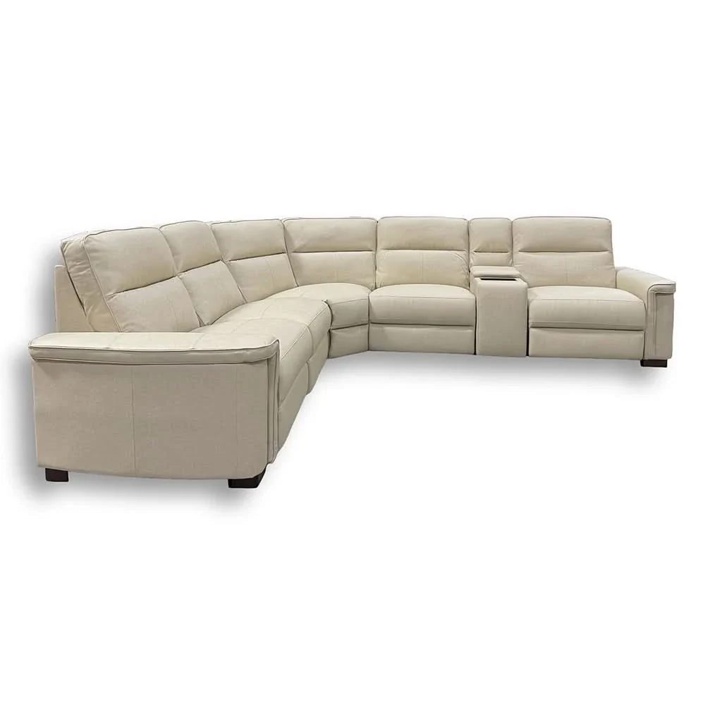 Syracuse Grey 5PC Leather Power Reclining Sectional with Console & Deep Comfort Seating - Image 2