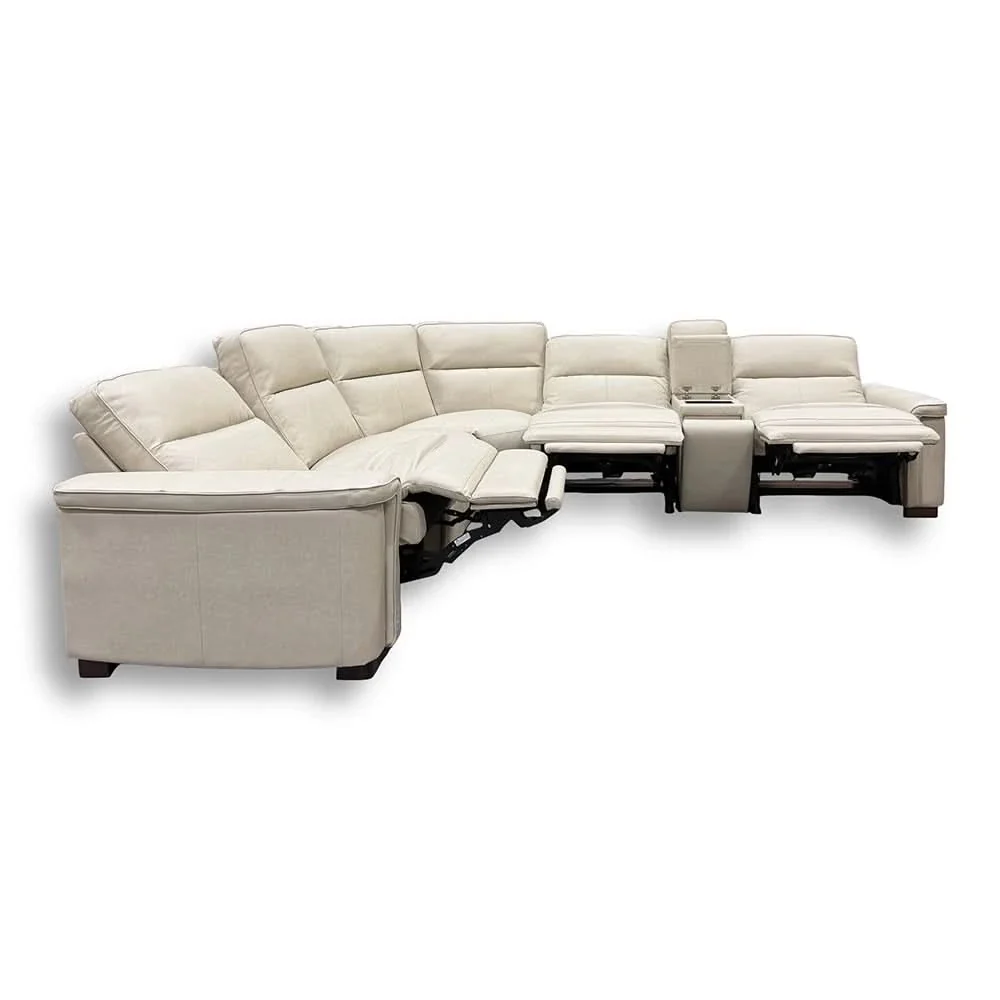 Syracuse Grey 5PC Leather Power Reclining Sectional with Console & Deep Comfort Seating - Image 3