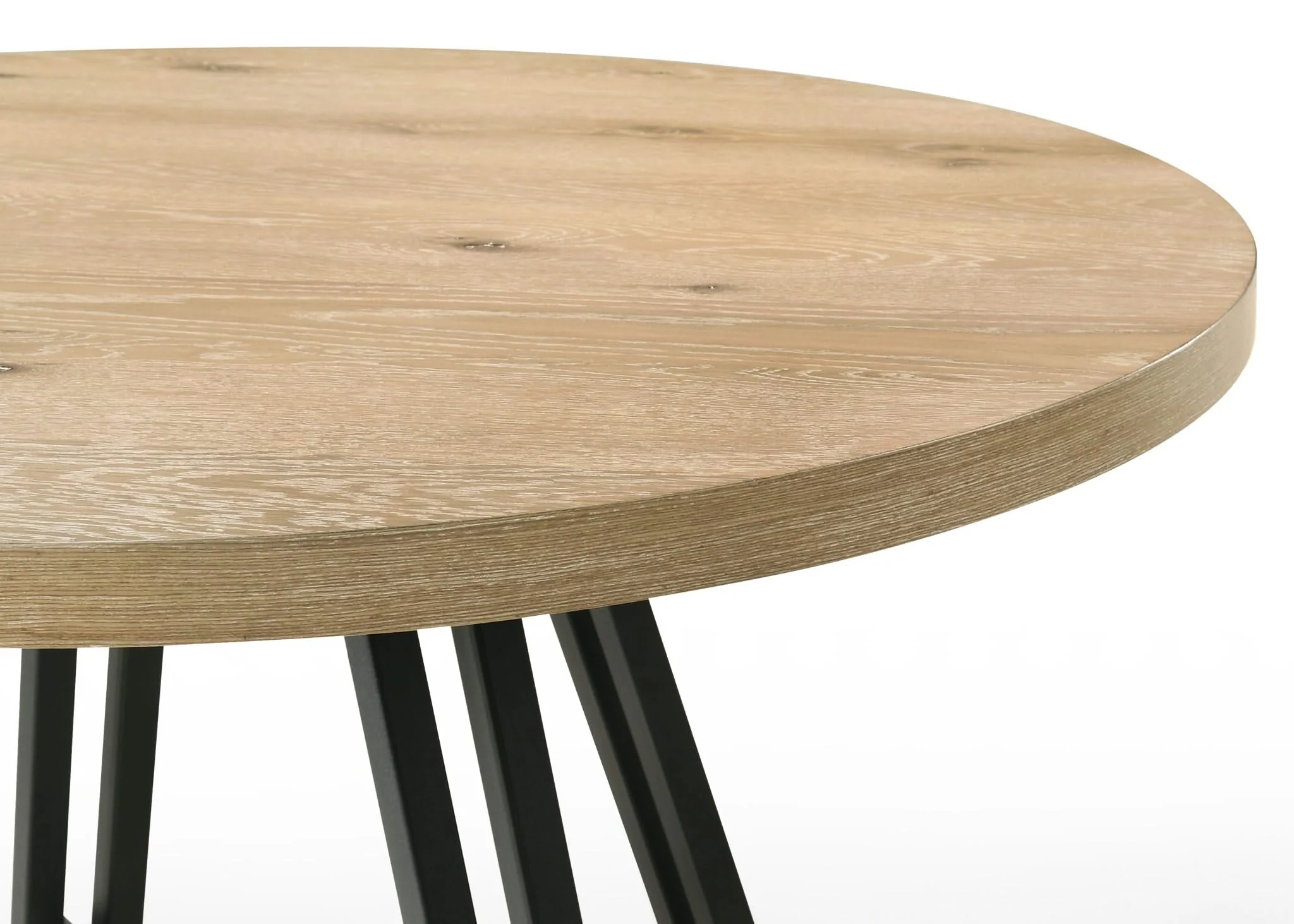 Tate - Round Dining Table With Cream Color Upholstered Chairs (Set of 5) - Oak Finish - Image 4
