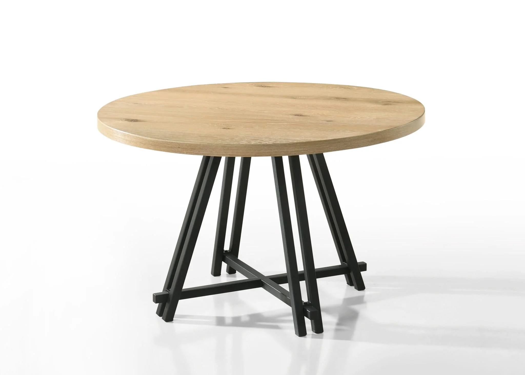Tate - Round Dining Table With Metal Base - Oak Finish - Image 3