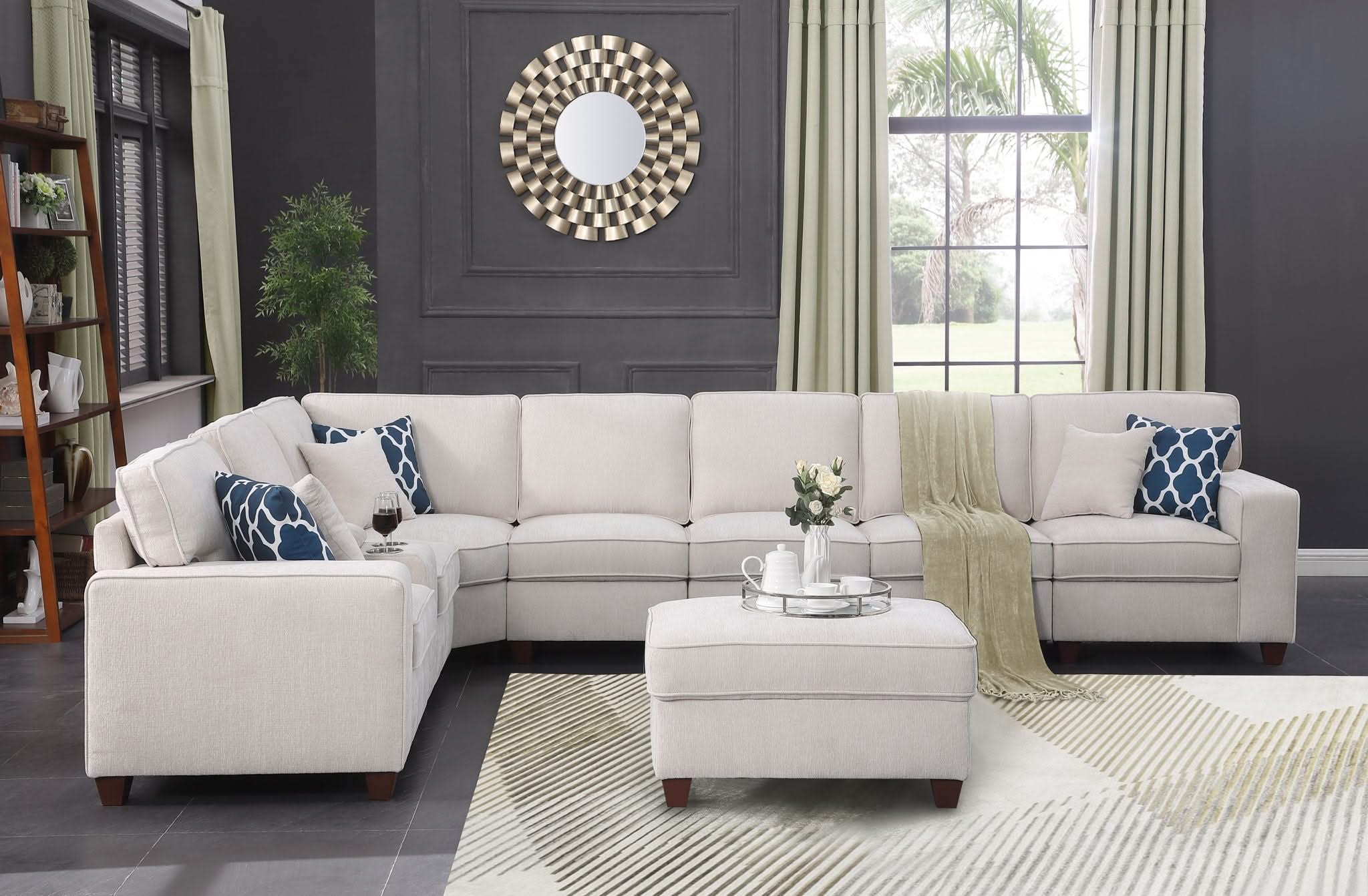 Ted - Sectional Sofa With Ottoman - Beige - Image 2