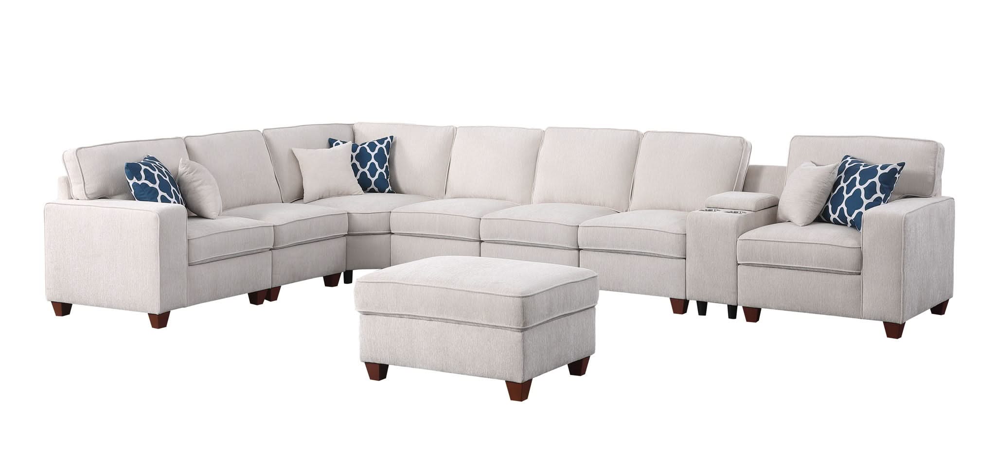 Ted - Sectional Sofa With Ottoman - Beige - Image 3