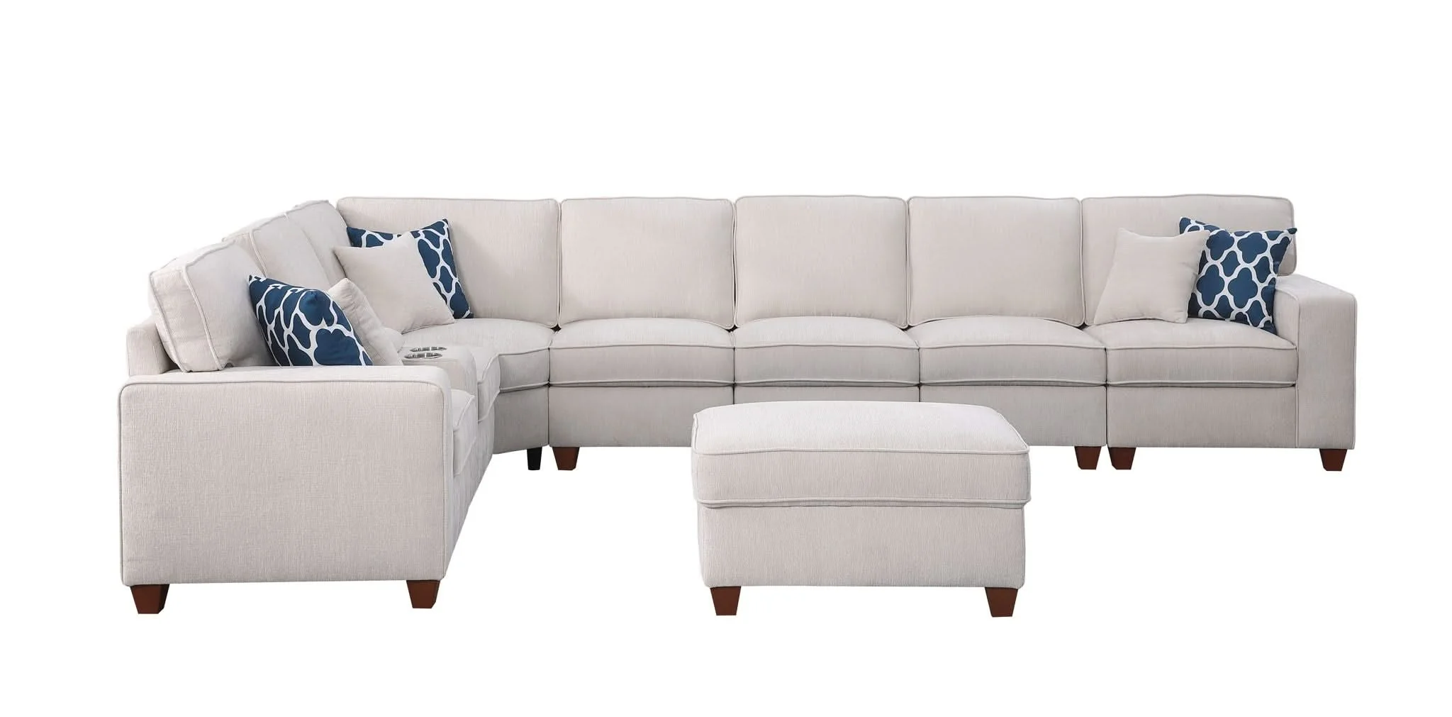 Ted - Sectional Sofa With Ottoman - Beige - Image 4