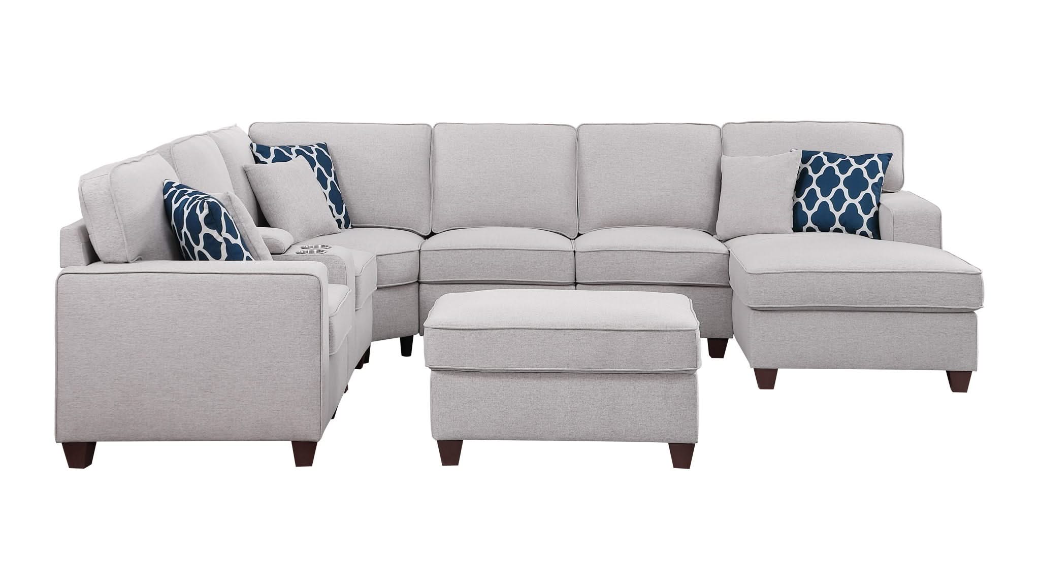 Tina - 8 Piece Upholstered Sectional With Ottoman - Image 3