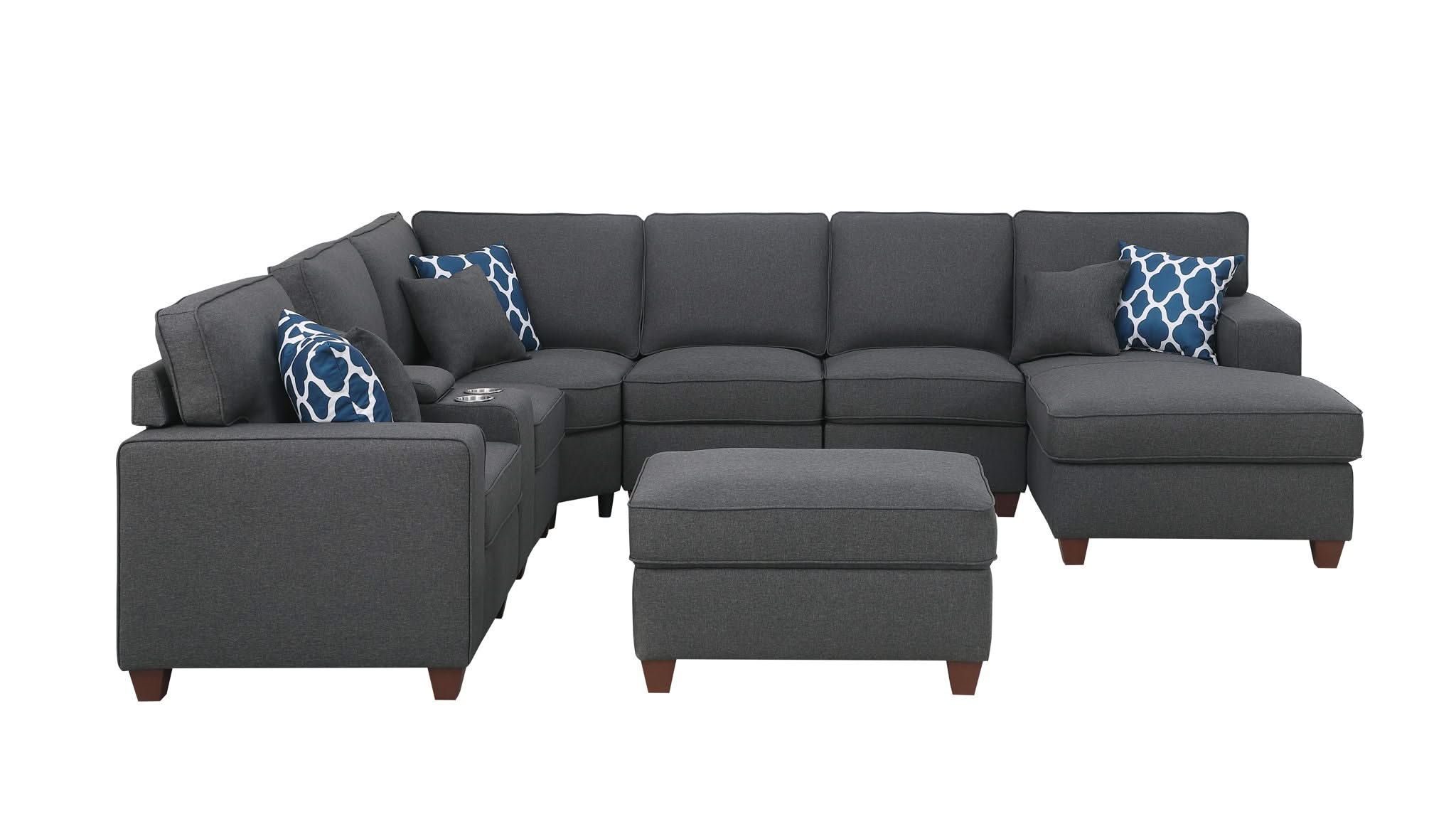 Tina - 8 Piece Upholstered Sectional With Ottoman - Image 4