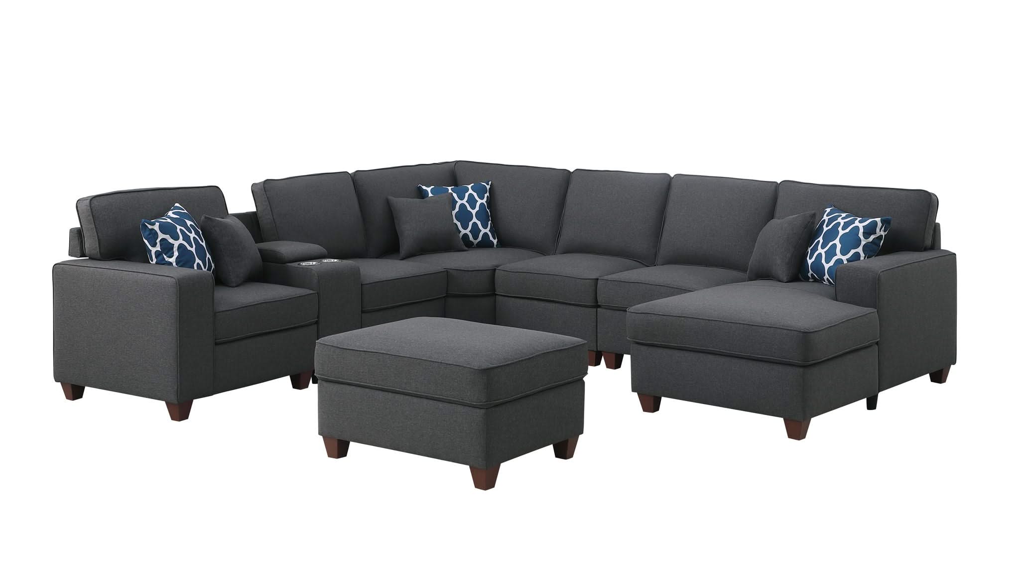 Tina - 8 Piece Upholstered Sectional With Ottoman - Image 5
