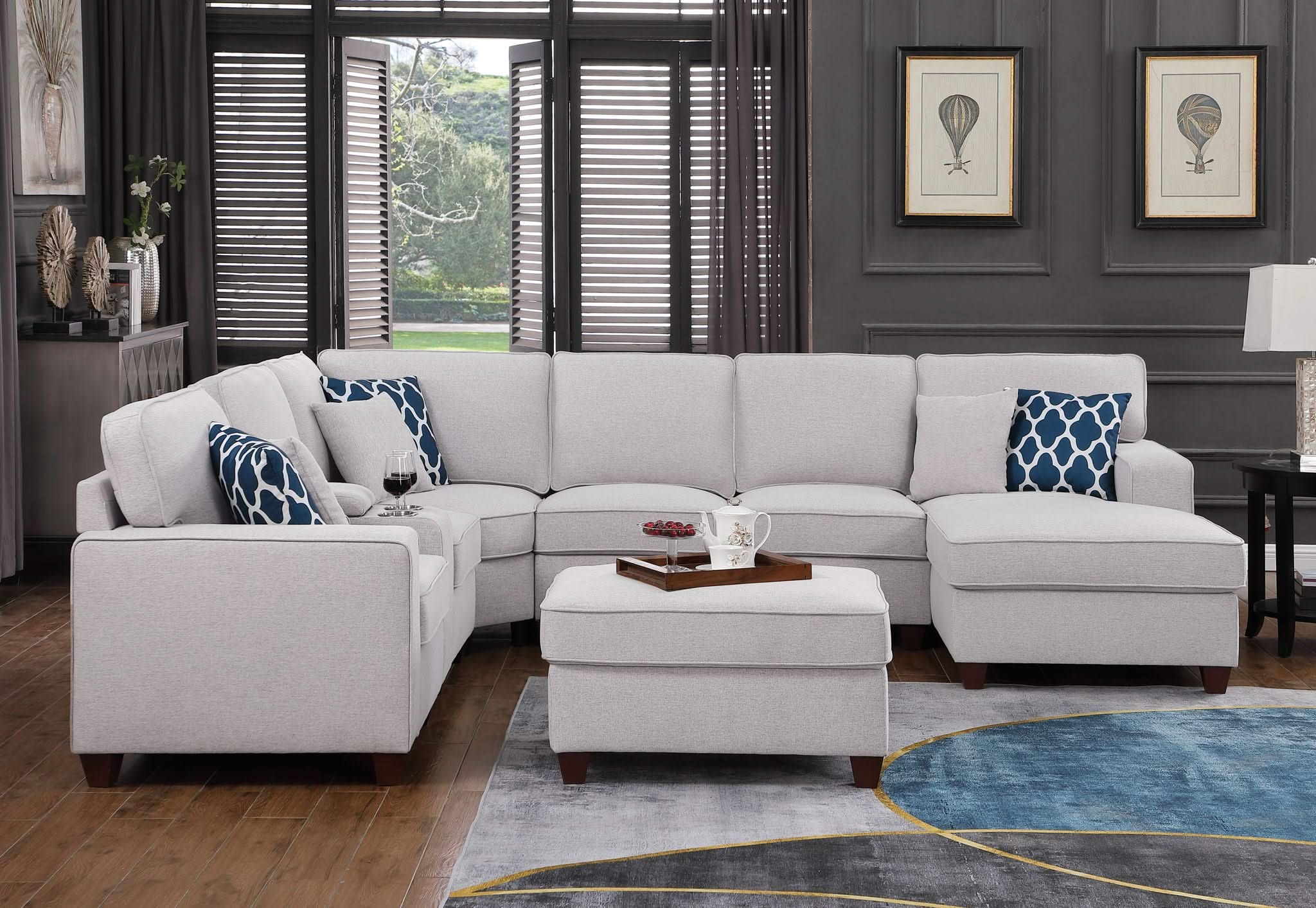 Tina - 8 Piece Upholstered Sectional With Ottoman - Image 6