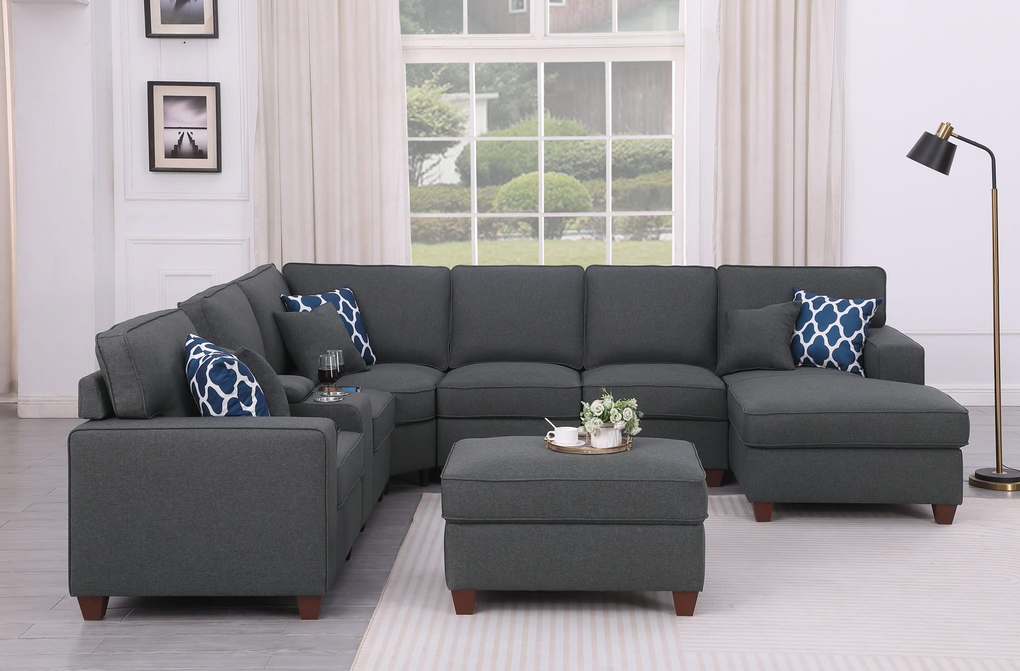Tina - 8 Piece Upholstered Sectional With Ottoman - Image 8