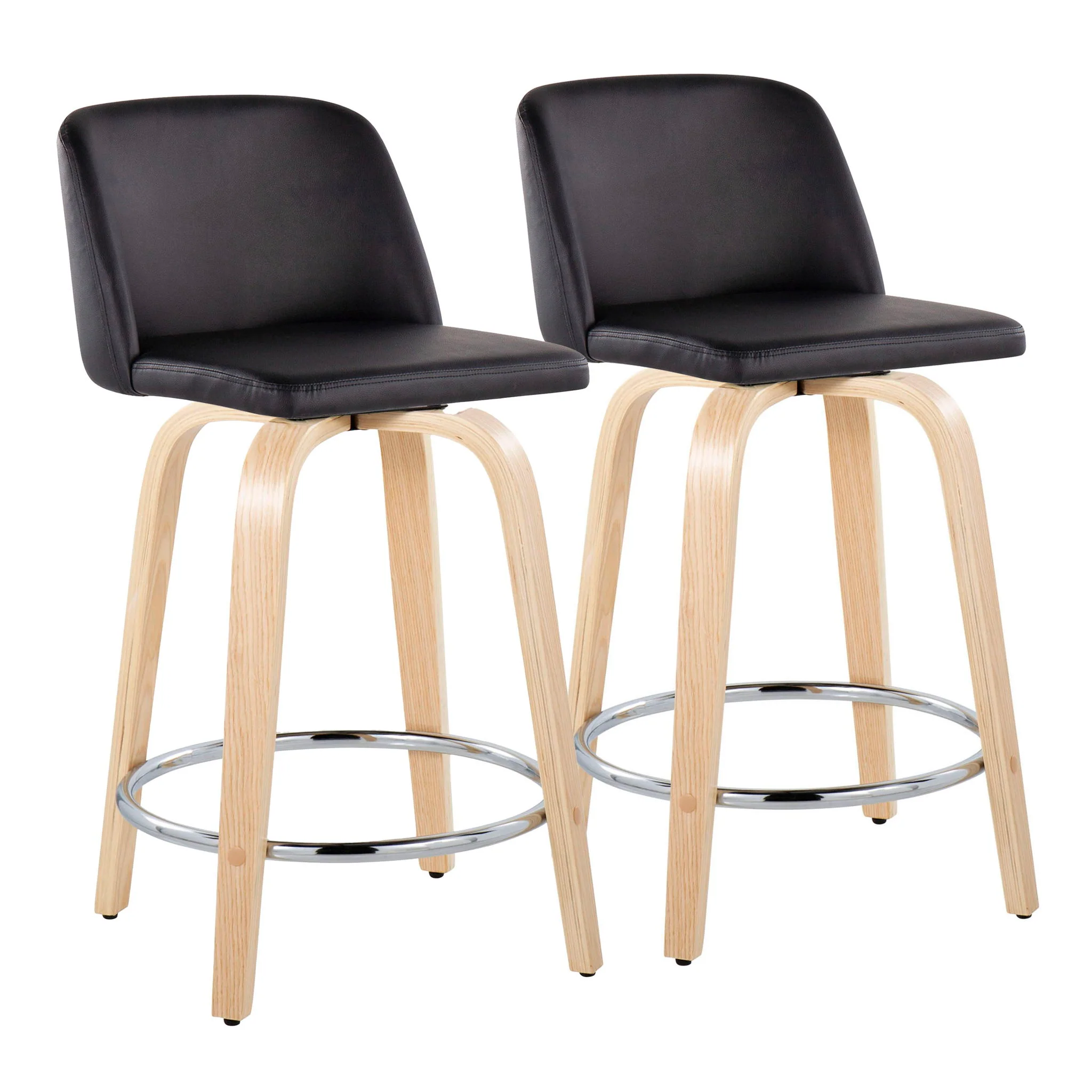 Toriano - Contemporary Fixed Height Counter Stool & Swivel And Round Footrest (Set of 2) - Image 3