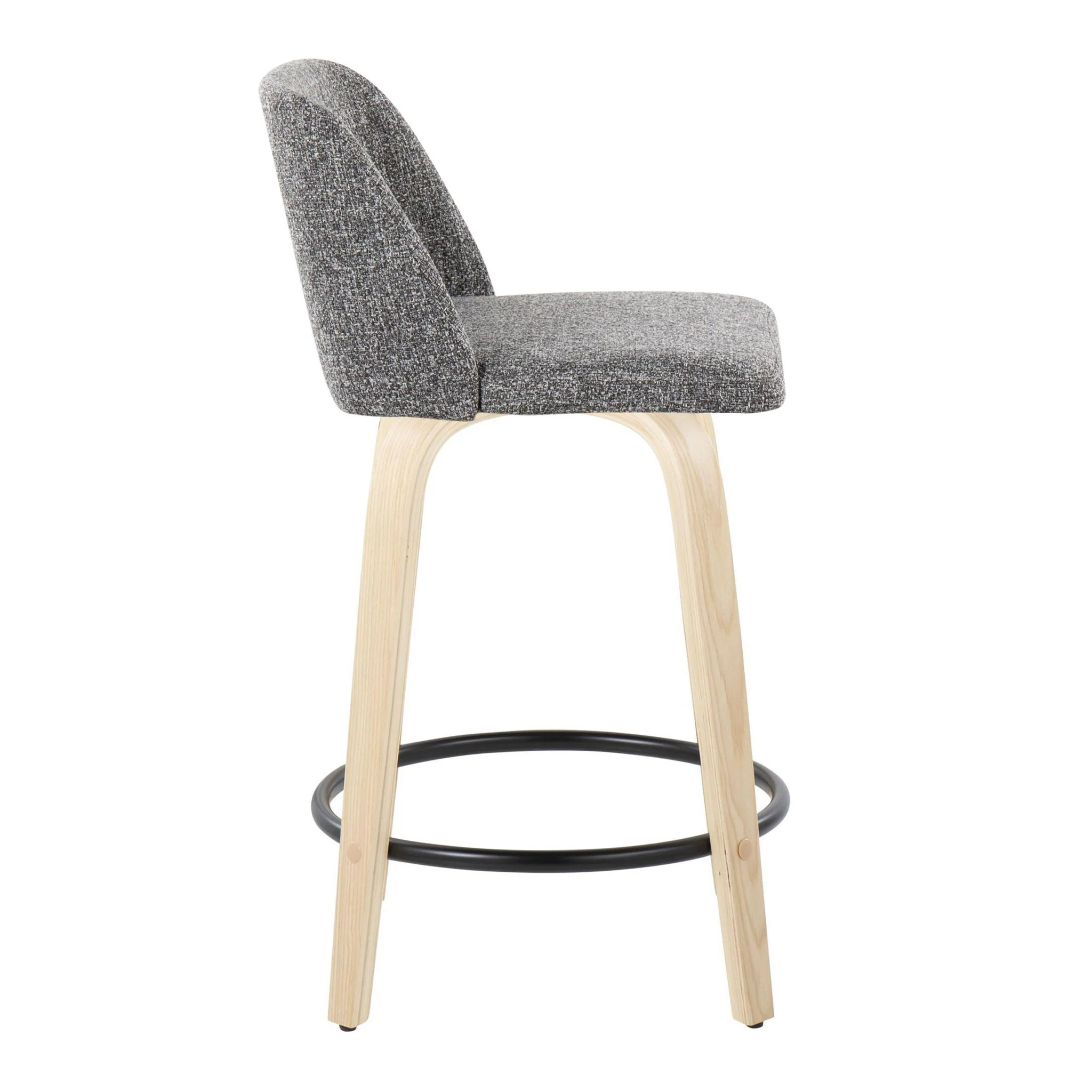 Toriano - Contemporary, Fixed Height Counter Stool With Swivel And Round Footrest (Set of 2) - Image 4