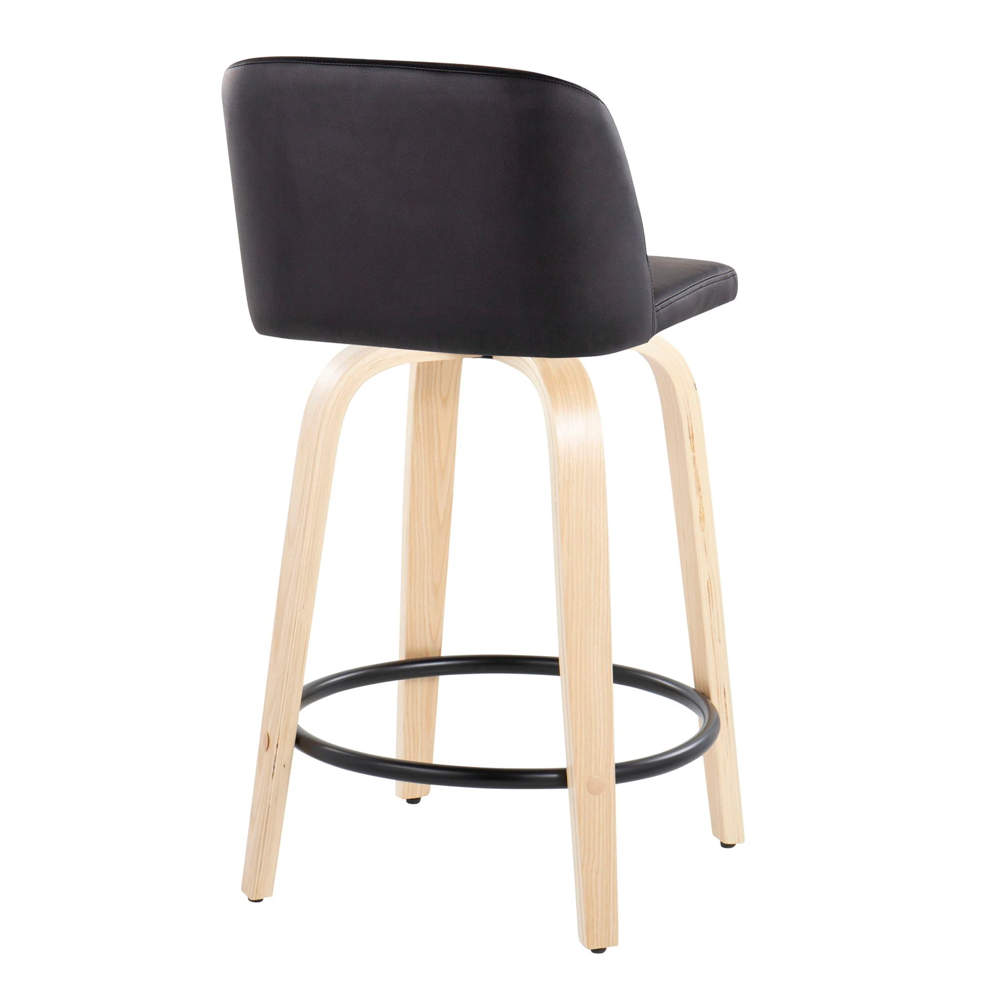 Toriano - Contemporary, Fixed Height Counter Stool With Swivel And Round Footrest (Set of 2) - Image 5