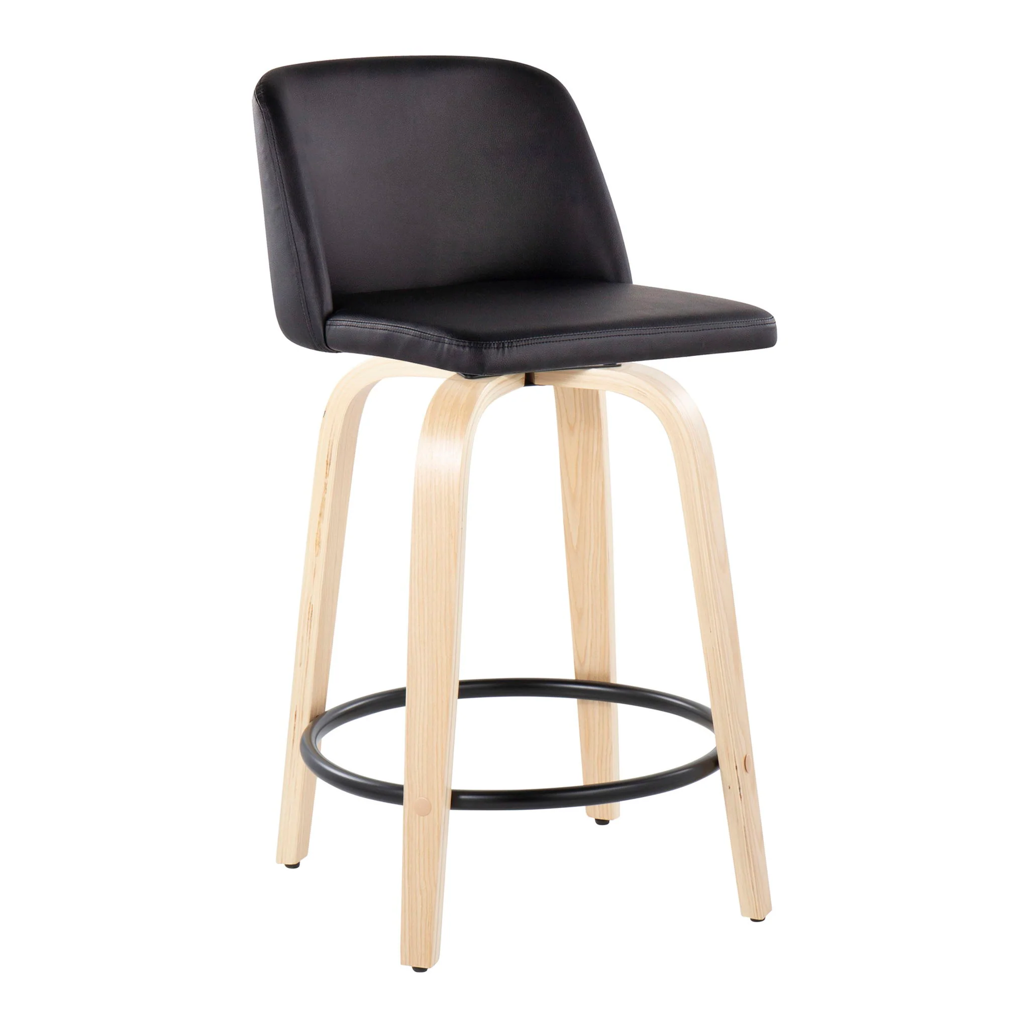 Toriano - Contemporary, Fixed Height Counter Stool With Swivel And Round Footrest (Set of 2) - Image 6