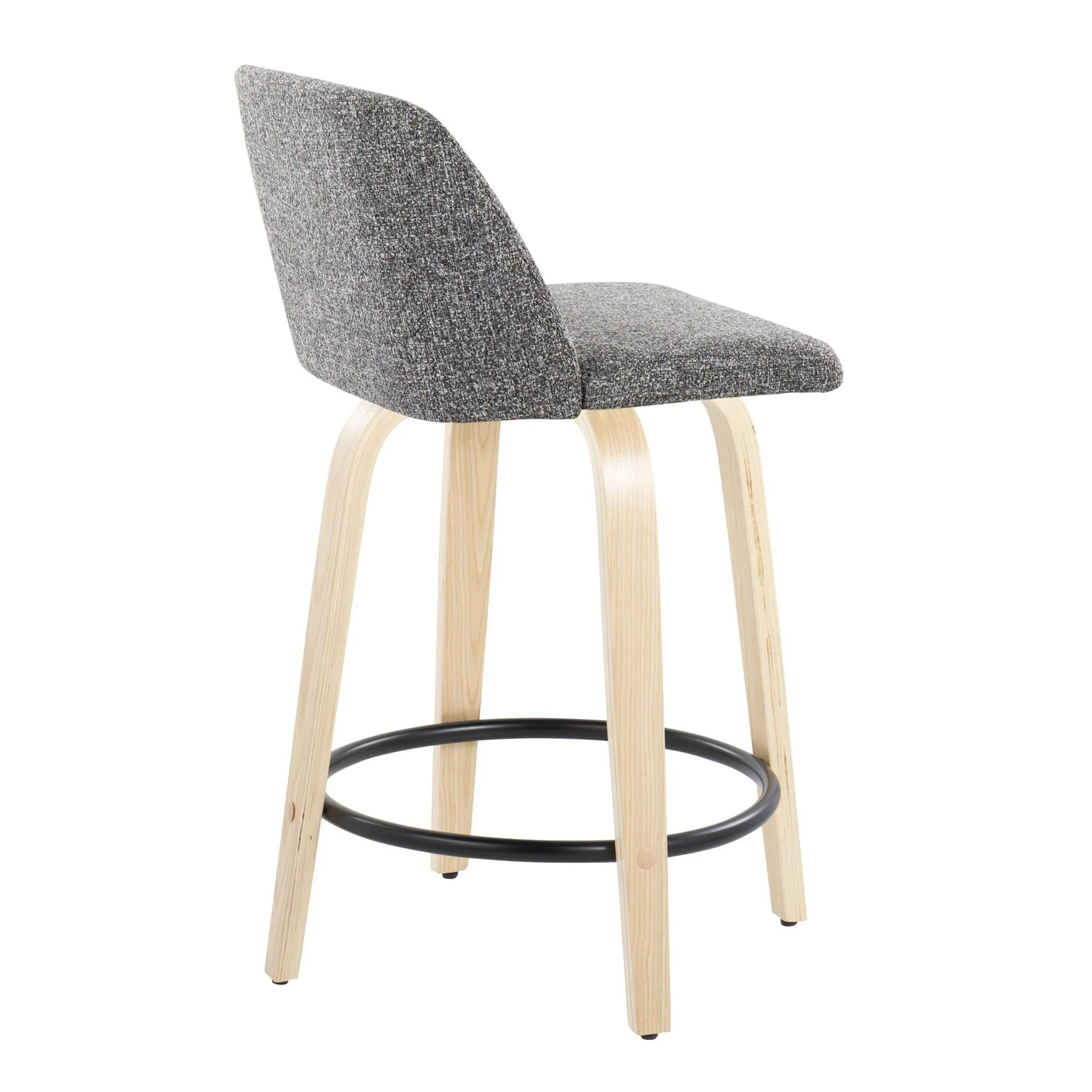 Toriano - Contemporary, Fixed Height Counter Stool With Swivel And Round Footrest (Set of 2) - Image 7